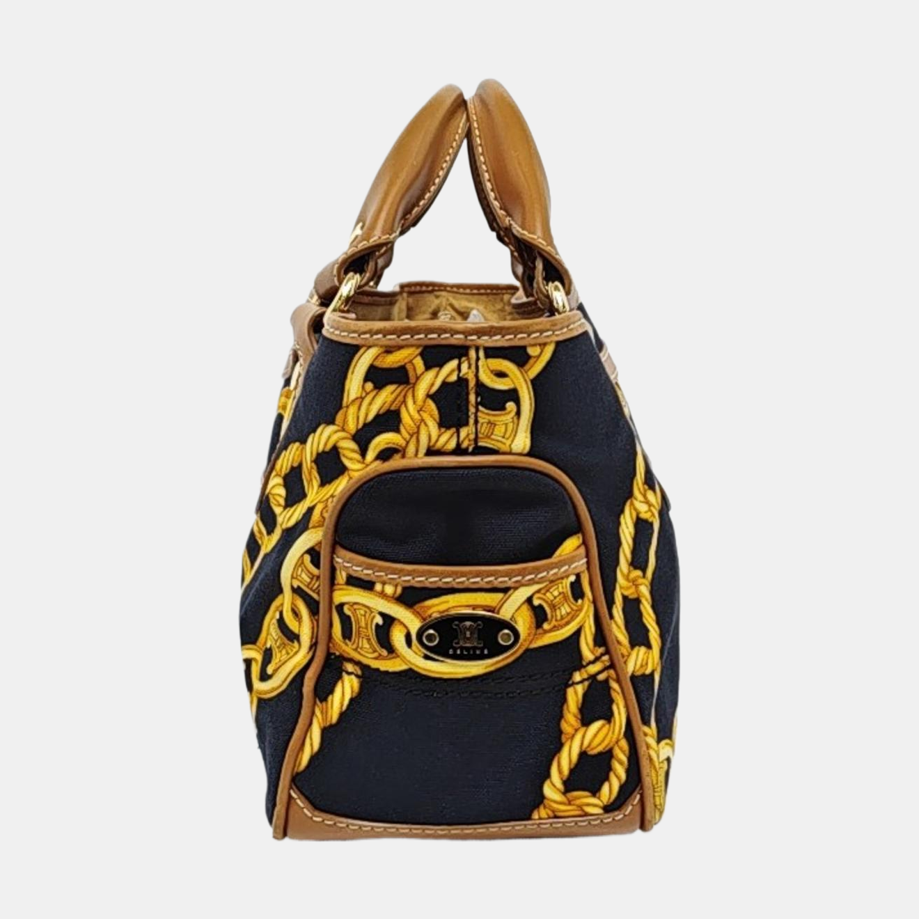 CELINE BOOGIE Black Canvas Tote Bag Golden hardware-(SKU)-957315028