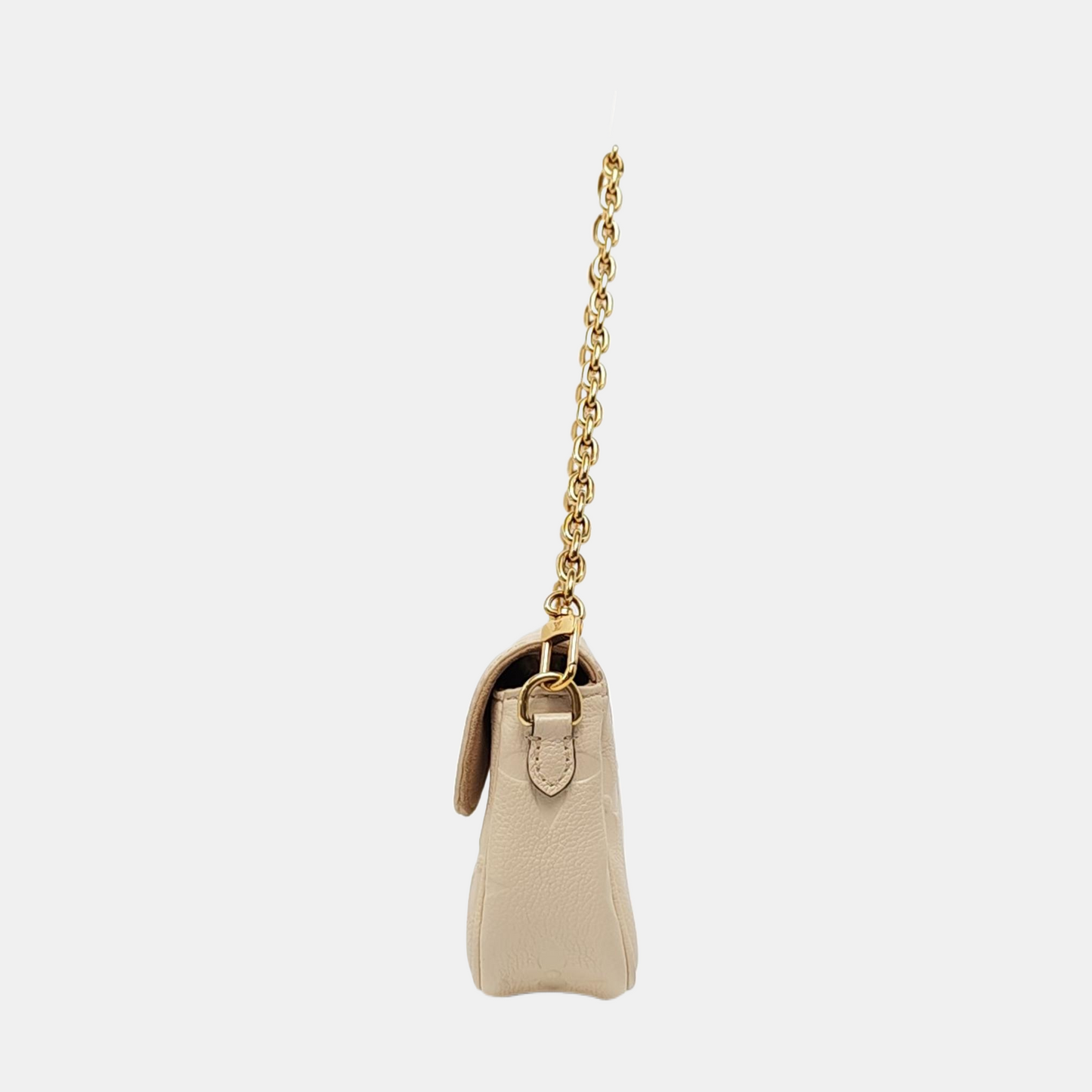 LOUIS VUITTON IVY Beige Leather Monogram Embossed Shoulder Bag Handbag Golden Hardware 2 Removable Straps-(SKU)-957574255