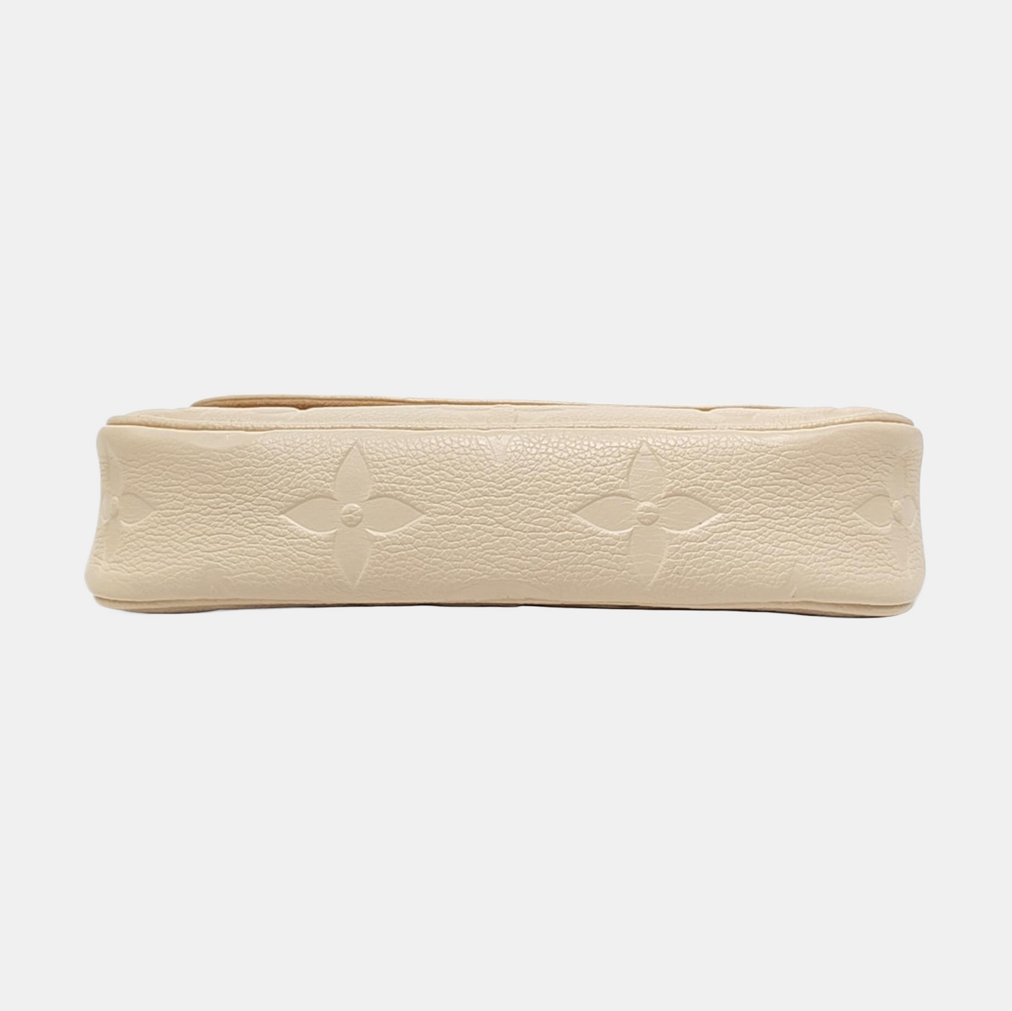 LOUIS VUITTON IVY Beige Leather Monogram Embossed Shoulder Bag Handbag Golden Hardware 2 Removable Straps-(SKU)-957574255