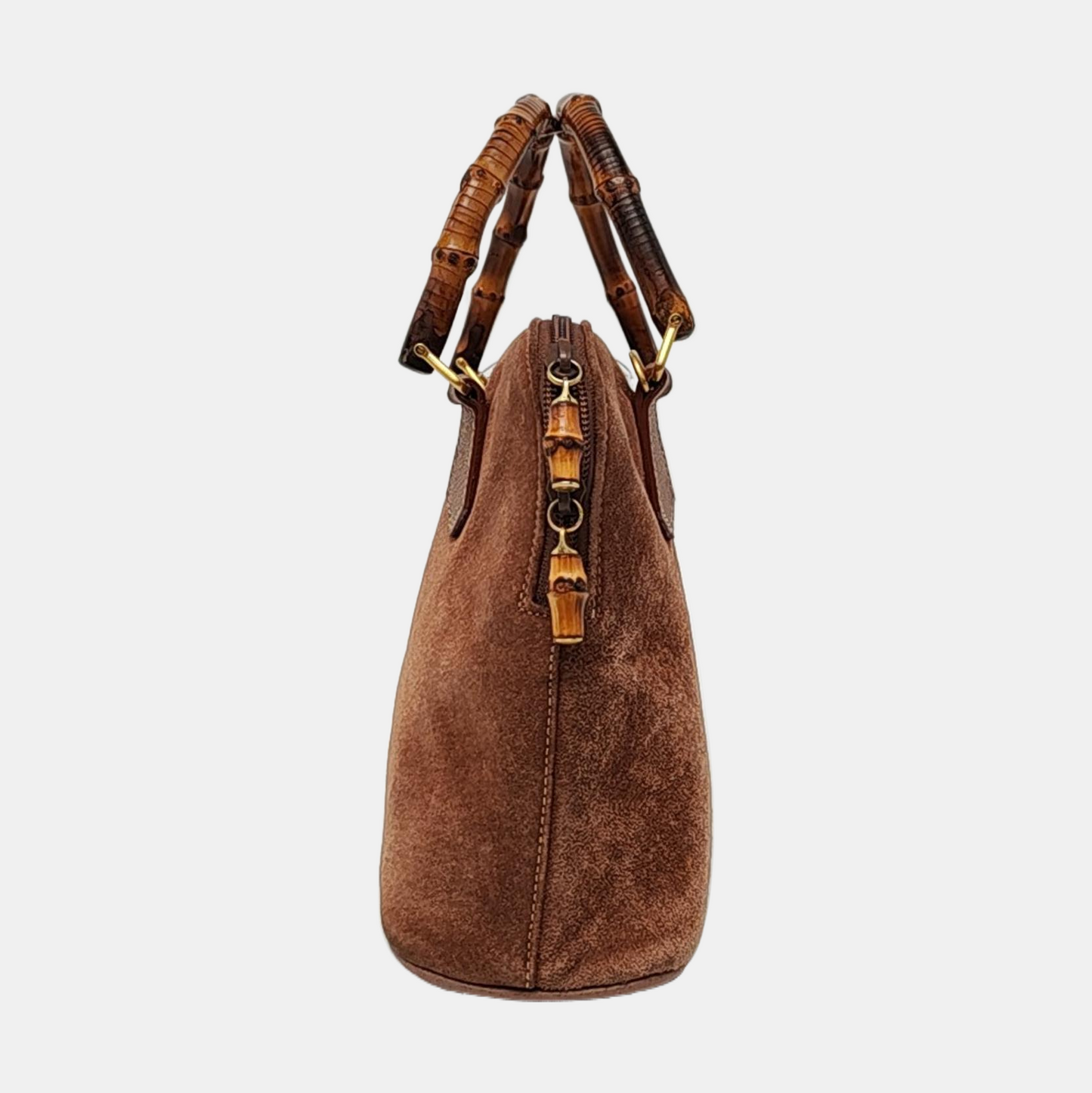 GUCCI Bamboo 1947 Dark Brown Cowhide Bamboo Handle Bamboo Handle Bag Single Shoulder Bag Golden hardware-(SKU)-941637943