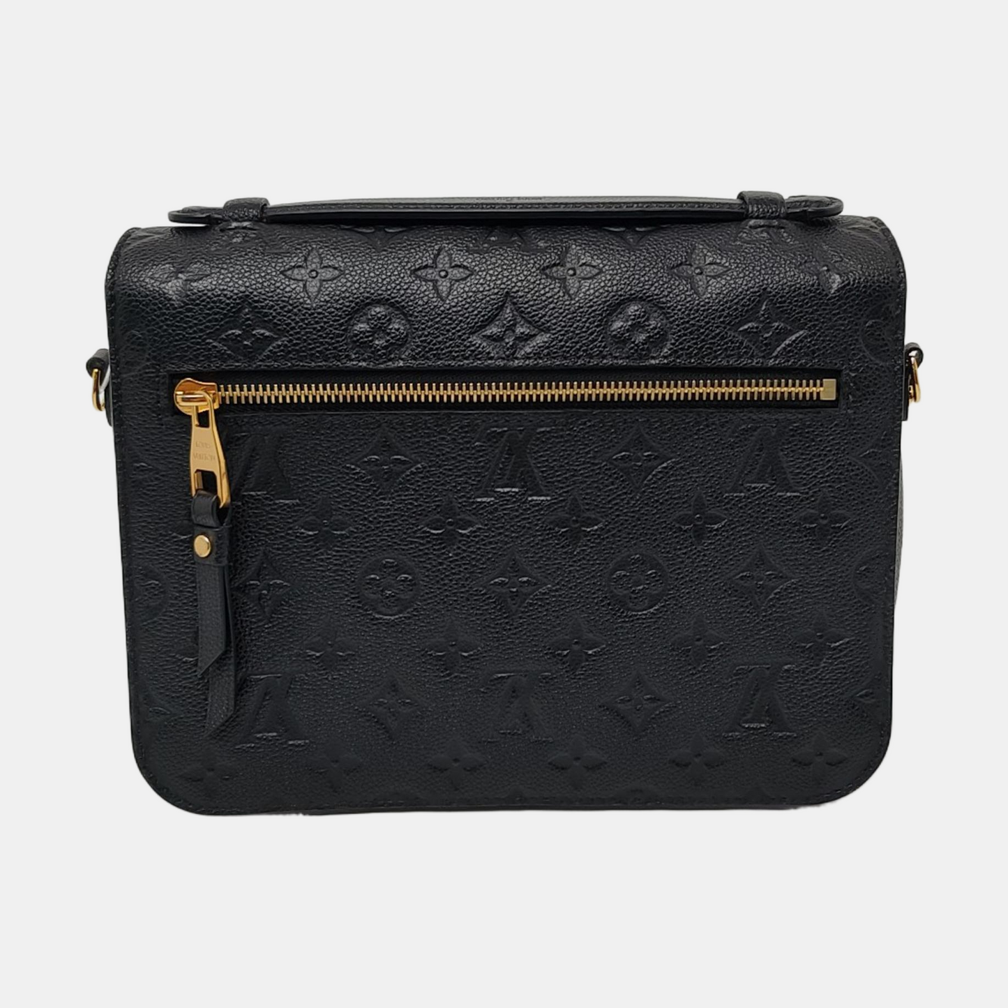 LOUIS VUITTON MÉTIS Medium Black Leather Monogram Vernis Messenger Bag with Shoulder Strap and Handle, Gold Hardware, Detachable Strap-(SKU)-957679450