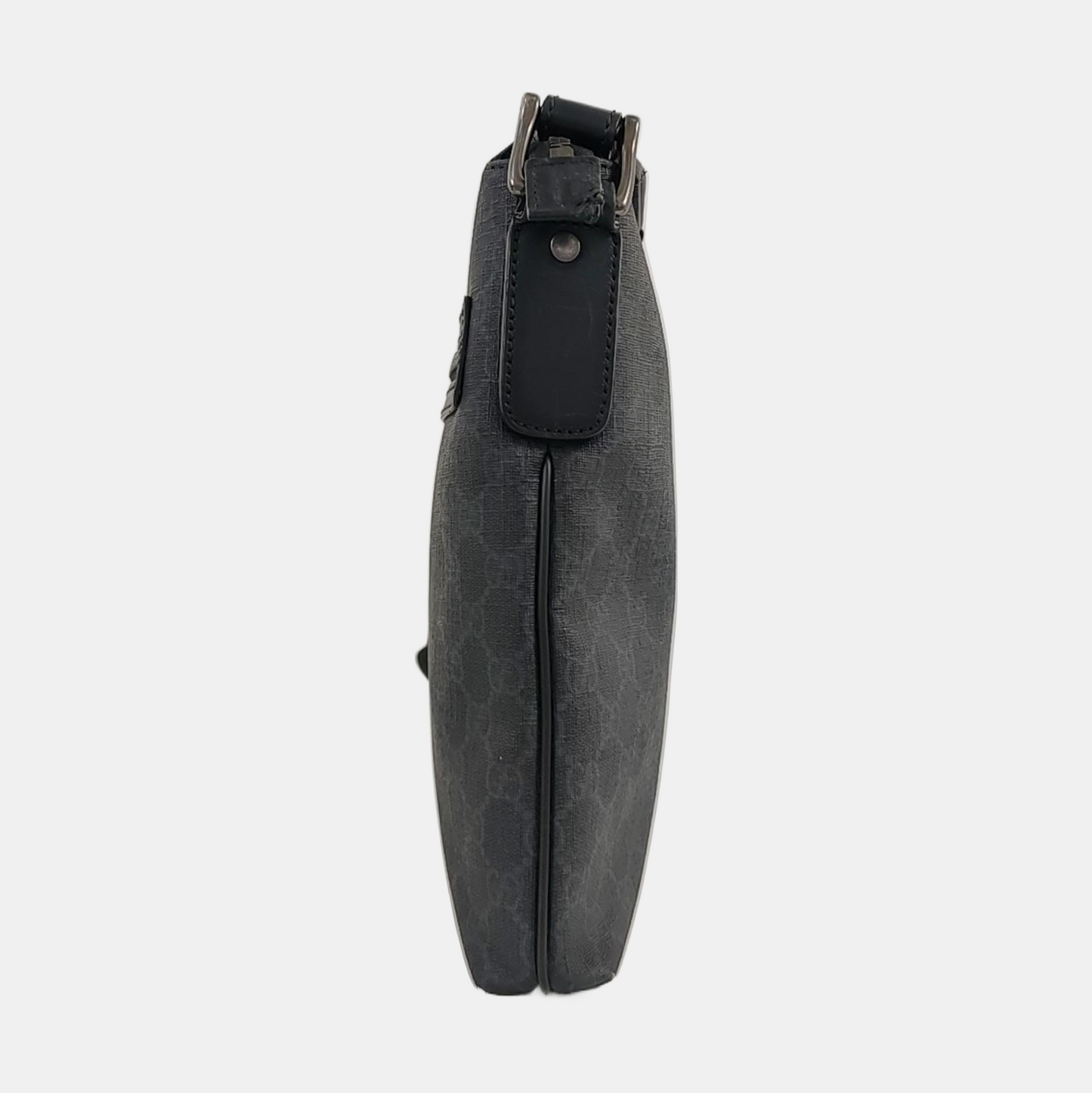 GUCCI Black Coated Canvas Monogram Crossbody Bag Single Shoulder Bag Ruthenium color hardware-(SKU)-957797586
