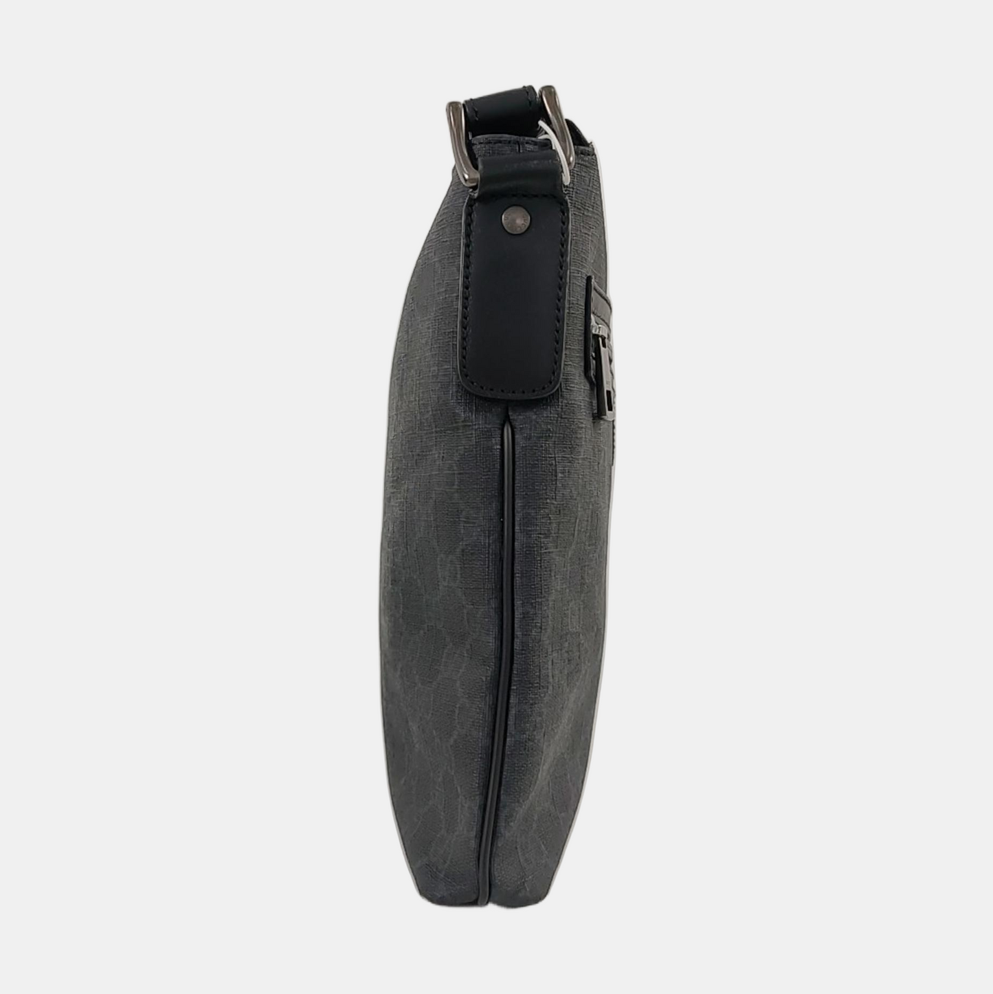 GUCCI Black Coated Canvas Monogram Crossbody Bag Single Shoulder Bag Ruthenium color hardware-(SKU)-957797586