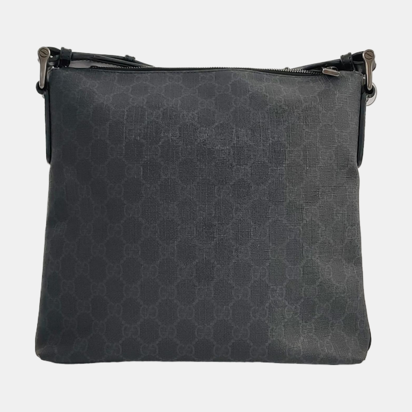 GUCCI Black Coated Canvas Monogram Crossbody Bag Single Shoulder Bag Ruthenium color hardware-(SKU)-957797586