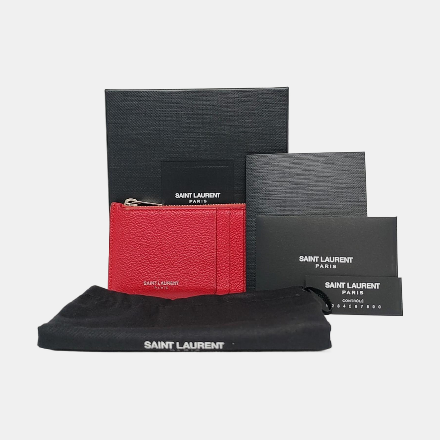YSL FRAGMENTSRed Cowhide Card Case Complete Accessories-(SKU)-957693346