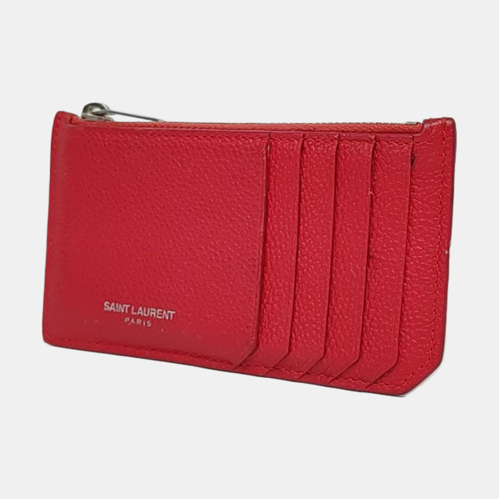 YSL FRAGMENTSRed Cowhide Card Case Complete Accessories-(SKU)-957693346