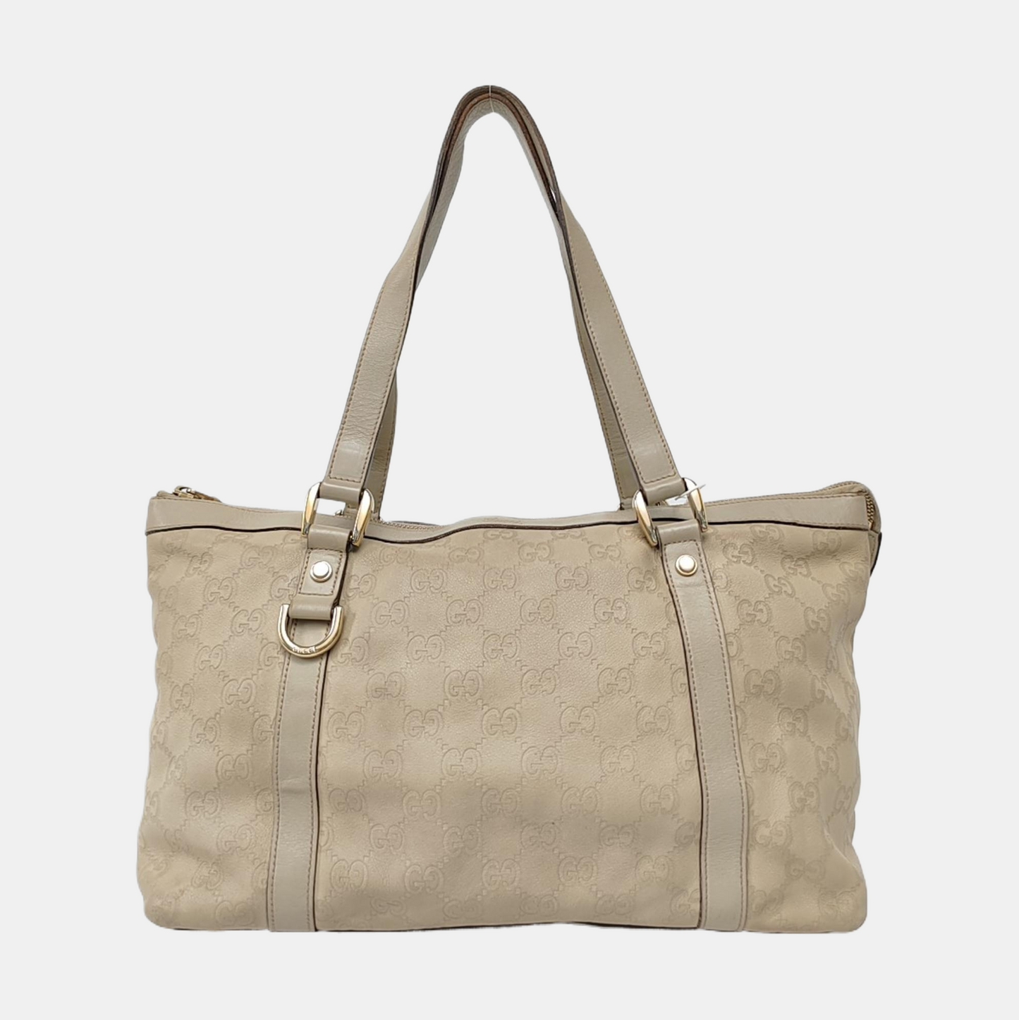 GUCCI Abbey White cowhide 老花压纹 (monogram embossed) shoulder bag/handbag Golden hardware-(SKU)-957784065