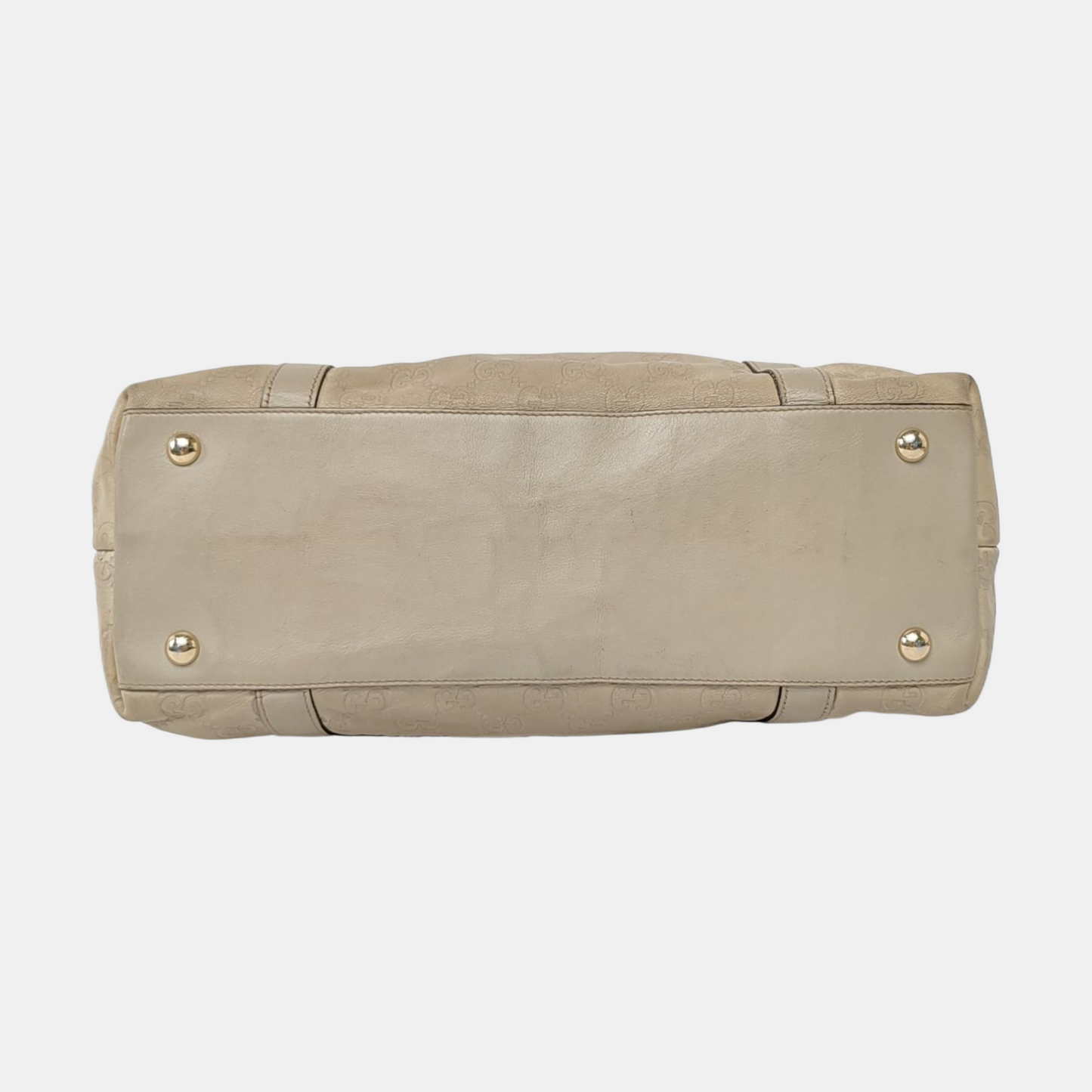 GUCCI Abbey White cowhide 老花压纹 (monogram embossed) shoulder bag/handbag Golden hardware-(SKU)-957784065