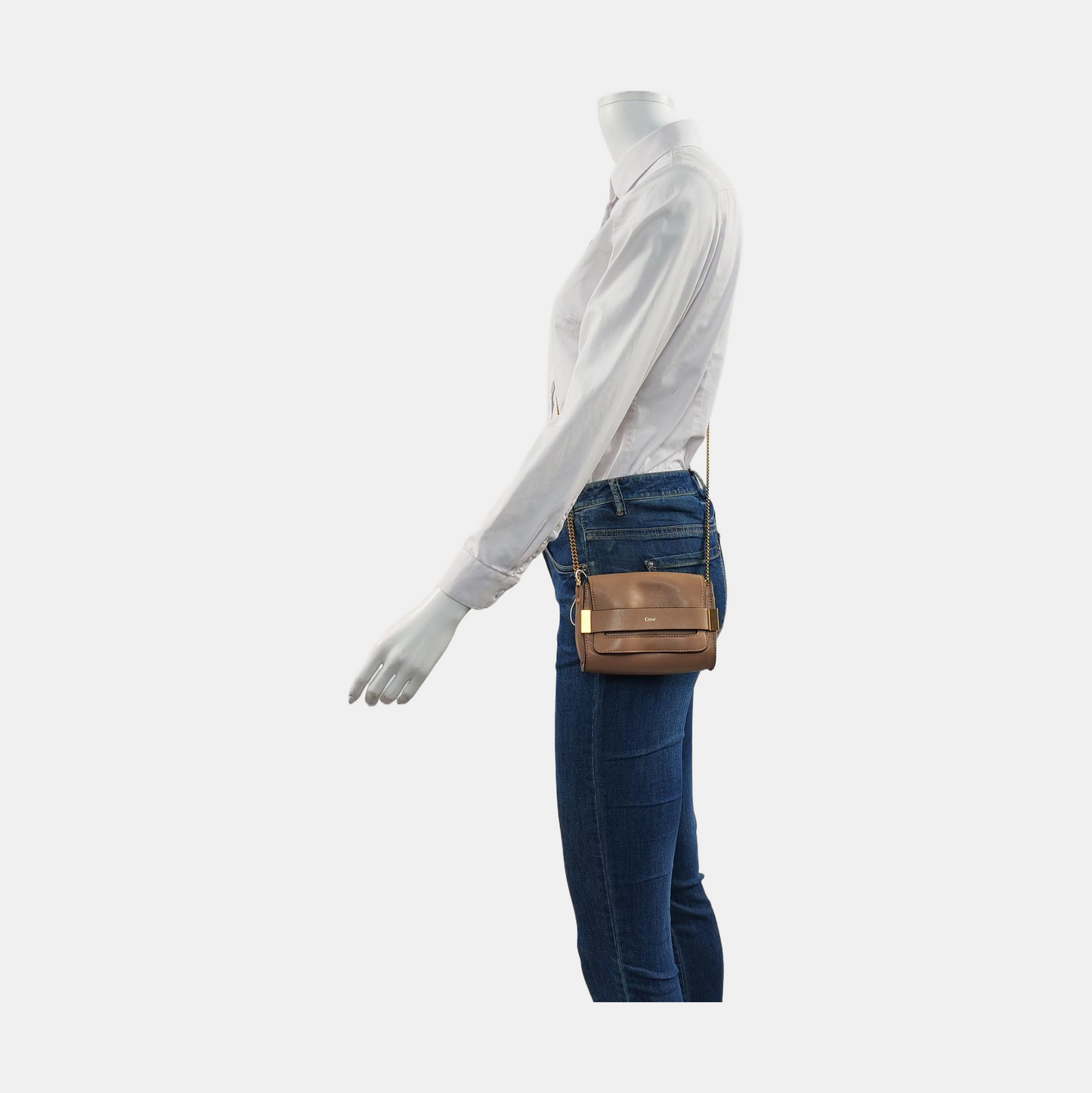 Chloé Elle Brown Leather Crossbody Single Shoulder Bag Golden hardware-(SKU)-957308916