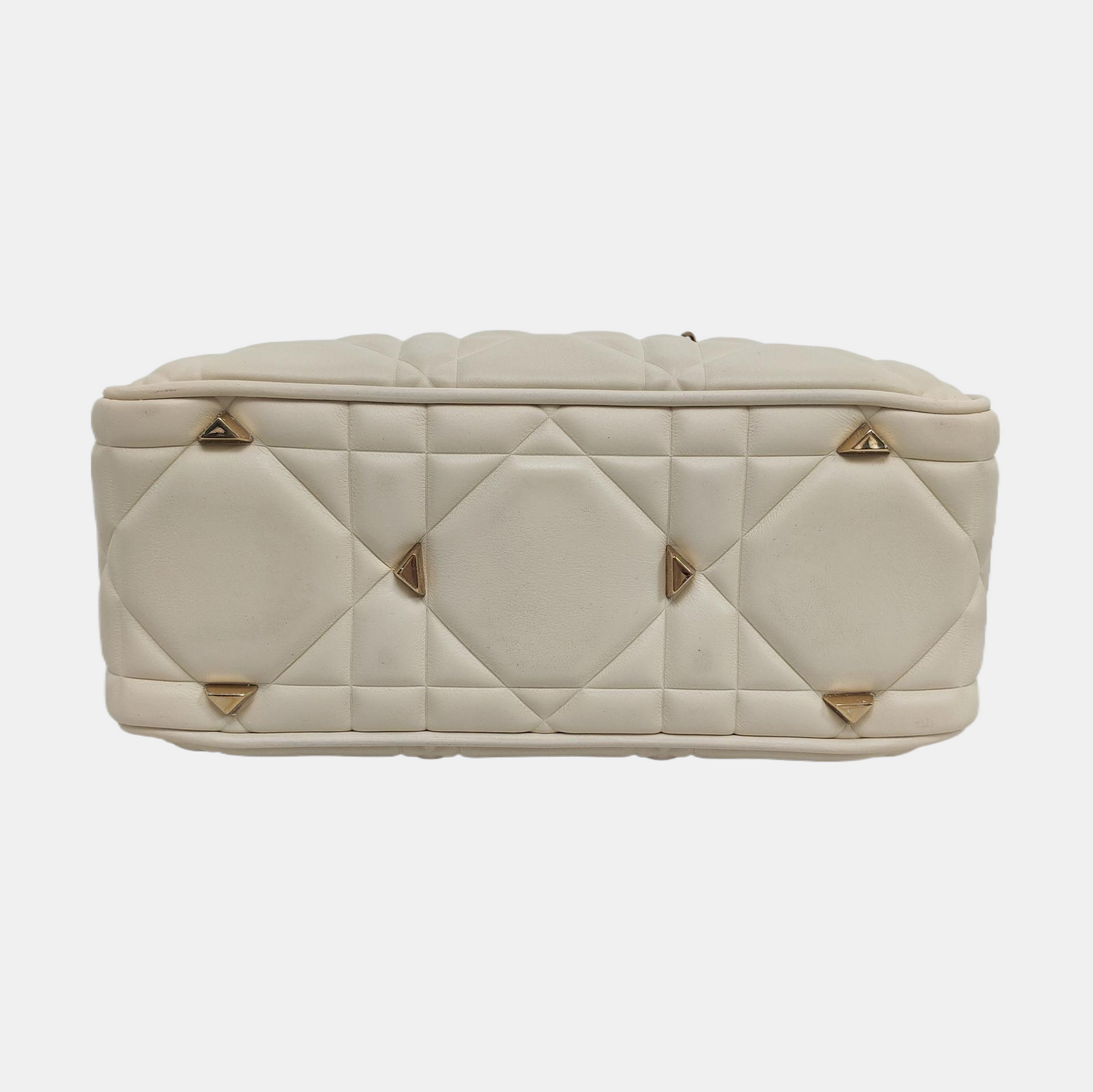 DIOR Lady Dior Small White Leather Cannage Quilted Diana Bag Single Shoulder Bag Tote Bag Crossbody Bag with Gold Hardware Removable Strap-(SKU)-957082816