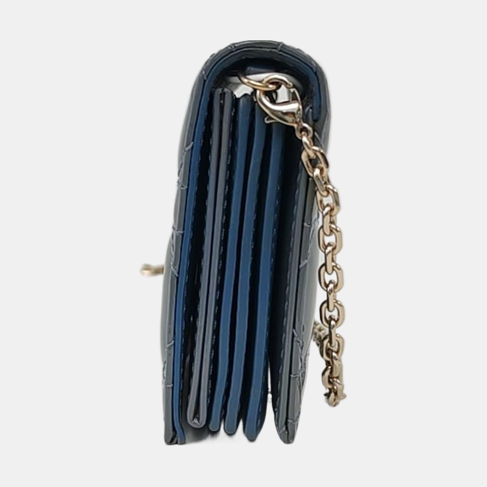 DIOR Lady Dior Blue patent leather cannage-quilted Lady Dior bag crossbody bag Golden hardware Removable shoulder strap-(SKU)-957695100
