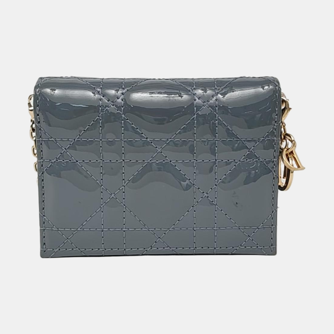 DIOR Lady Dior Blue patent leather cannage-quilted Lady Dior bag crossbody bag Golden hardware Removable shoulder strap-(SKU)-957695100