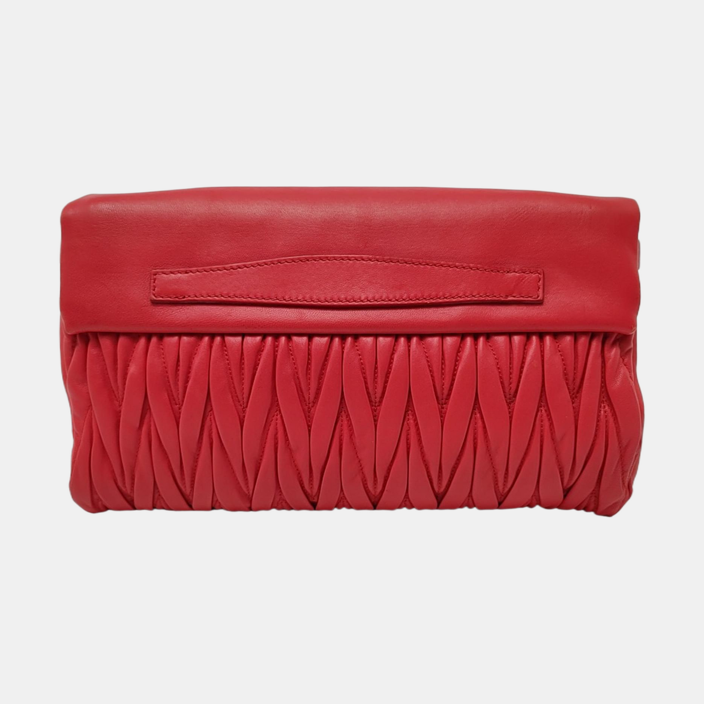 Miu Miu Red Sheepskin Quilted Clutch Bag Handbag Single Shoulder Bag Golden hardware-(SKU)-957691909