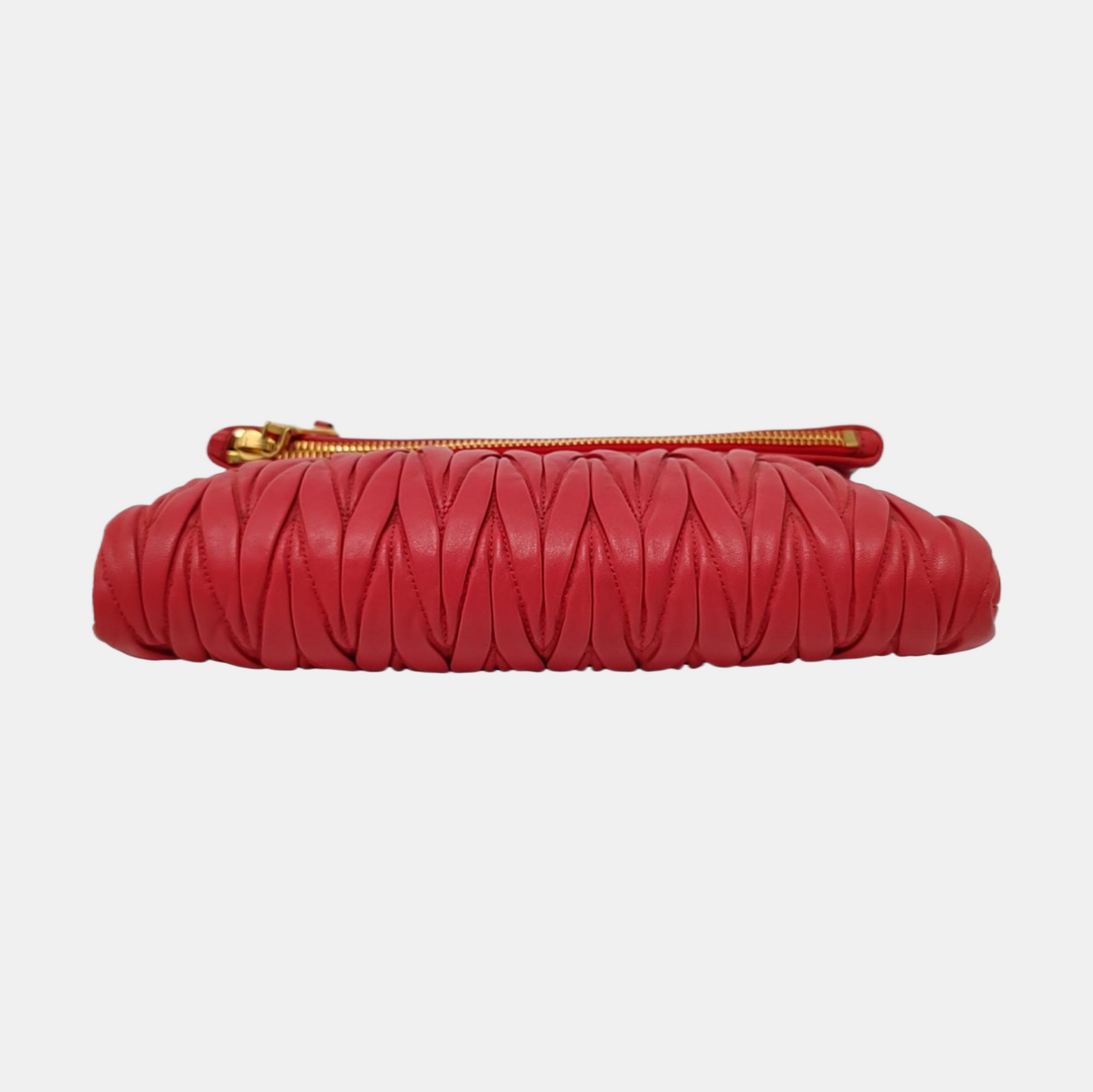 Miu Miu Red Sheepskin Quilted Clutch Bag Handbag Single Shoulder Bag Golden hardware-(SKU)-957691909