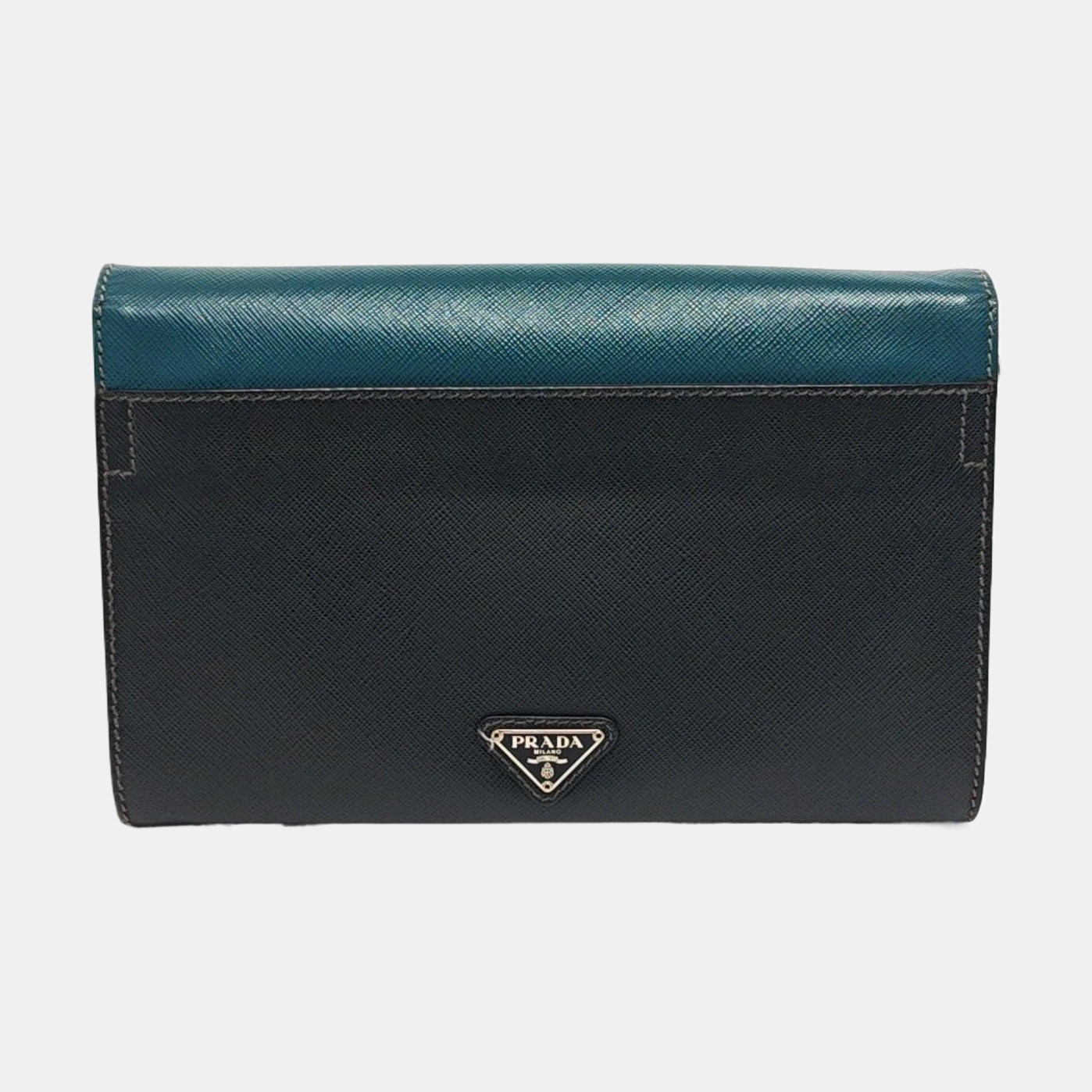 PRADA Color-block cowhide cross-grain clutch Silver Hardware-(SKU)-957706668