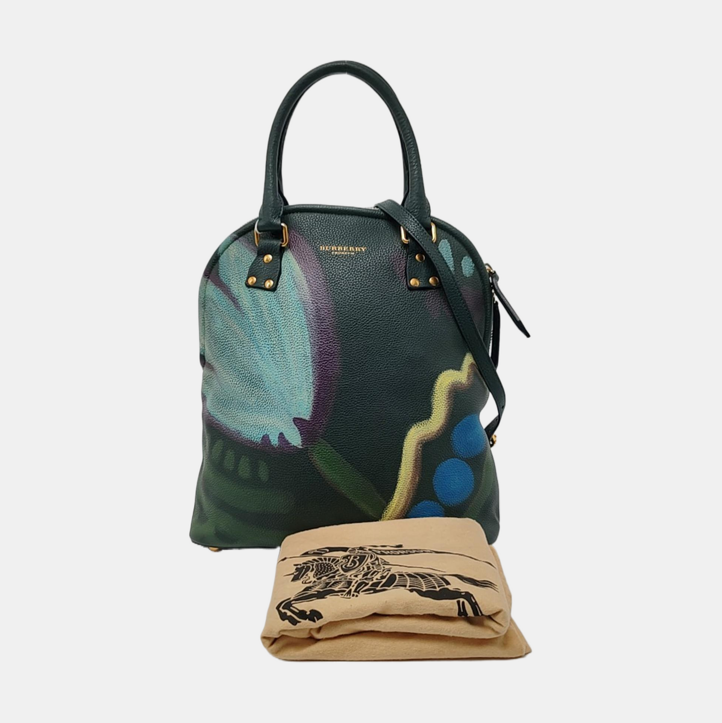 BURBERRY Multicolor Cowhide Print Single Shoulder Bag Tote Bag Golden hardware Removable shoulder strap-(SKU)-957696846