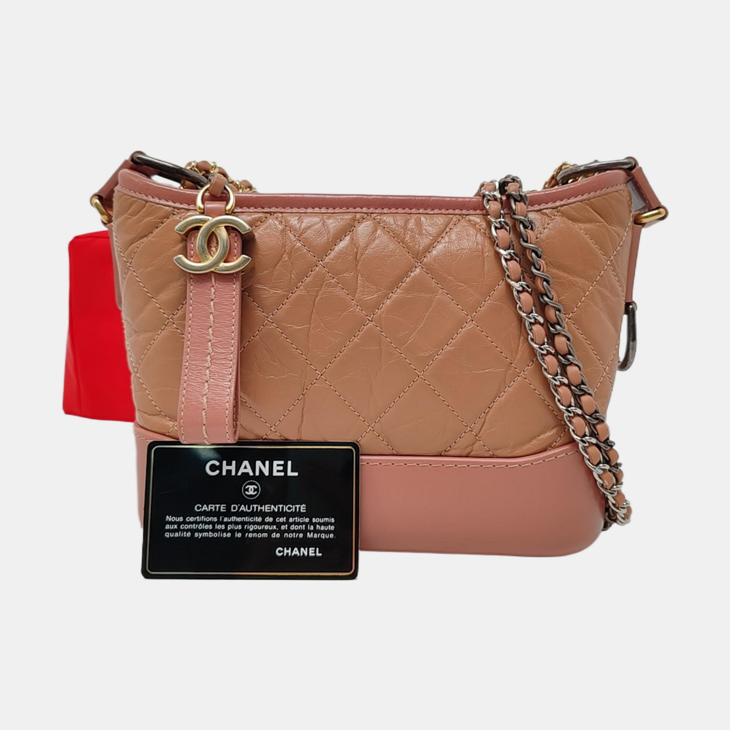 CHANEL GABRIELLE Small Burgundy Leather Quilted Hobo Bag with Shoulder Strap, Gold Silver Hardware, 24 Opening, Detachable Strap-(SKU)-957830856