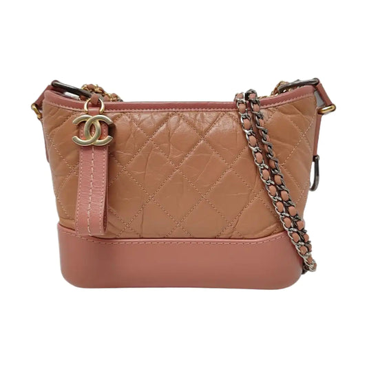 CHANEL GABRIELLE Small Burgundy Leather Quilted Hobo Bag with Shoulder Strap, Gold Silver Hardware, 24 Opening, Detachable Strap-(SKU)-957830856