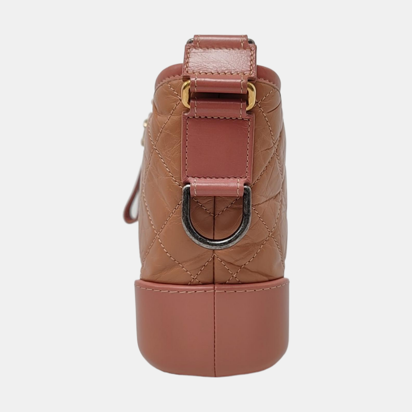 CHANEL GABRIELLE Small Burgundy Leather Quilted Hobo Bag with Shoulder Strap, Gold Silver Hardware, 24 Opening, Detachable Strap-(SKU)-957830856