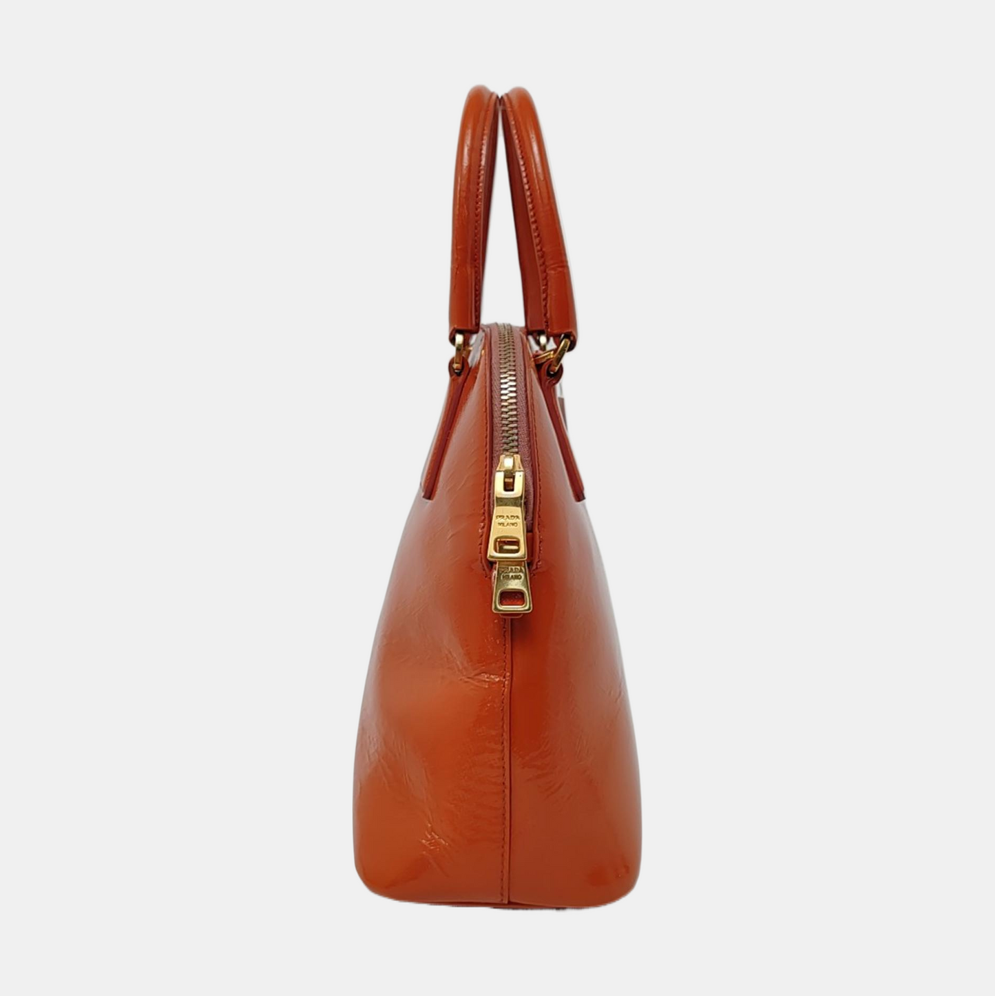 PRADA Promenade Orange Red Cowhide Logo Cross Grain Single Shoulder Crossbody Bag Golden hardware Removable shoulder strap-(SKU)-957813224