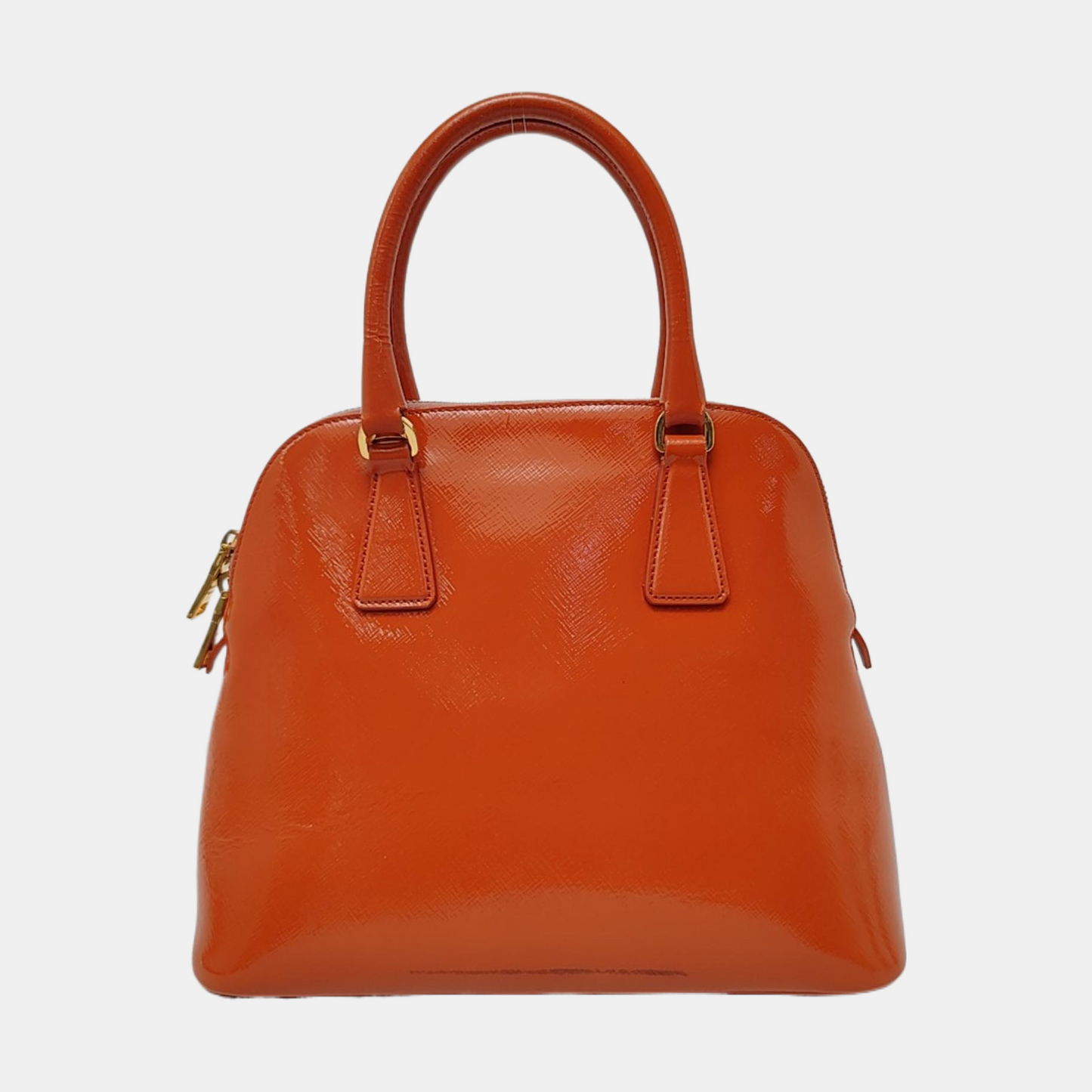 PRADA Promenade Orange Red Cowhide Logo Cross Grain Single Shoulder Crossbody Bag Golden hardware Removable shoulder strap-(SKU)-957813224