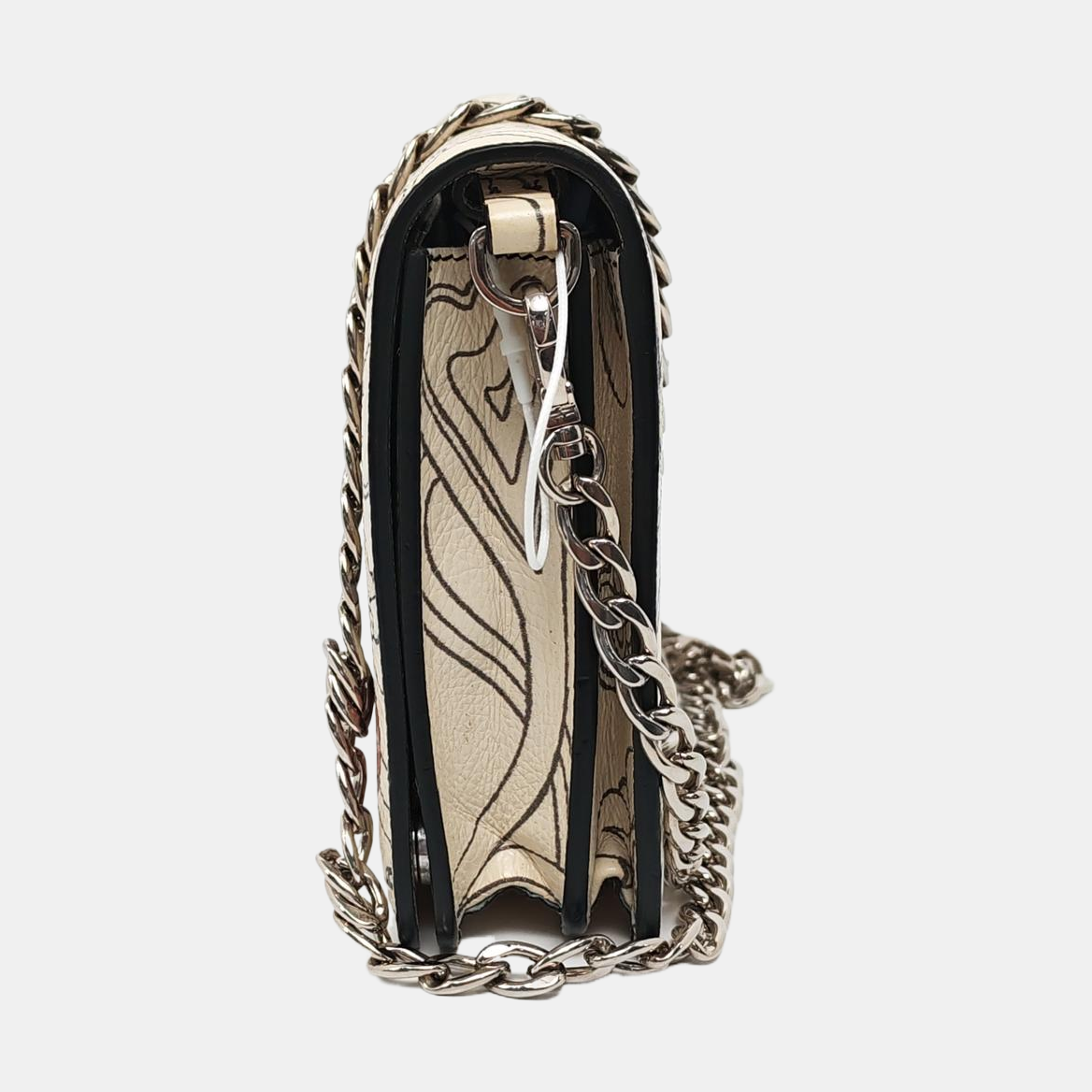 PRADA White Cowhide Printed Single Shoulder Bag Crossbody Bag Silver Hardware Removable shoulder strap-(SKU)-957734411