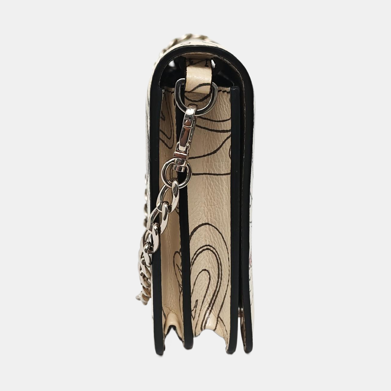 PRADA White Cowhide Printed Single Shoulder Bag Crossbody Bag Silver Hardware Removable shoulder strap-(SKU)-957734411