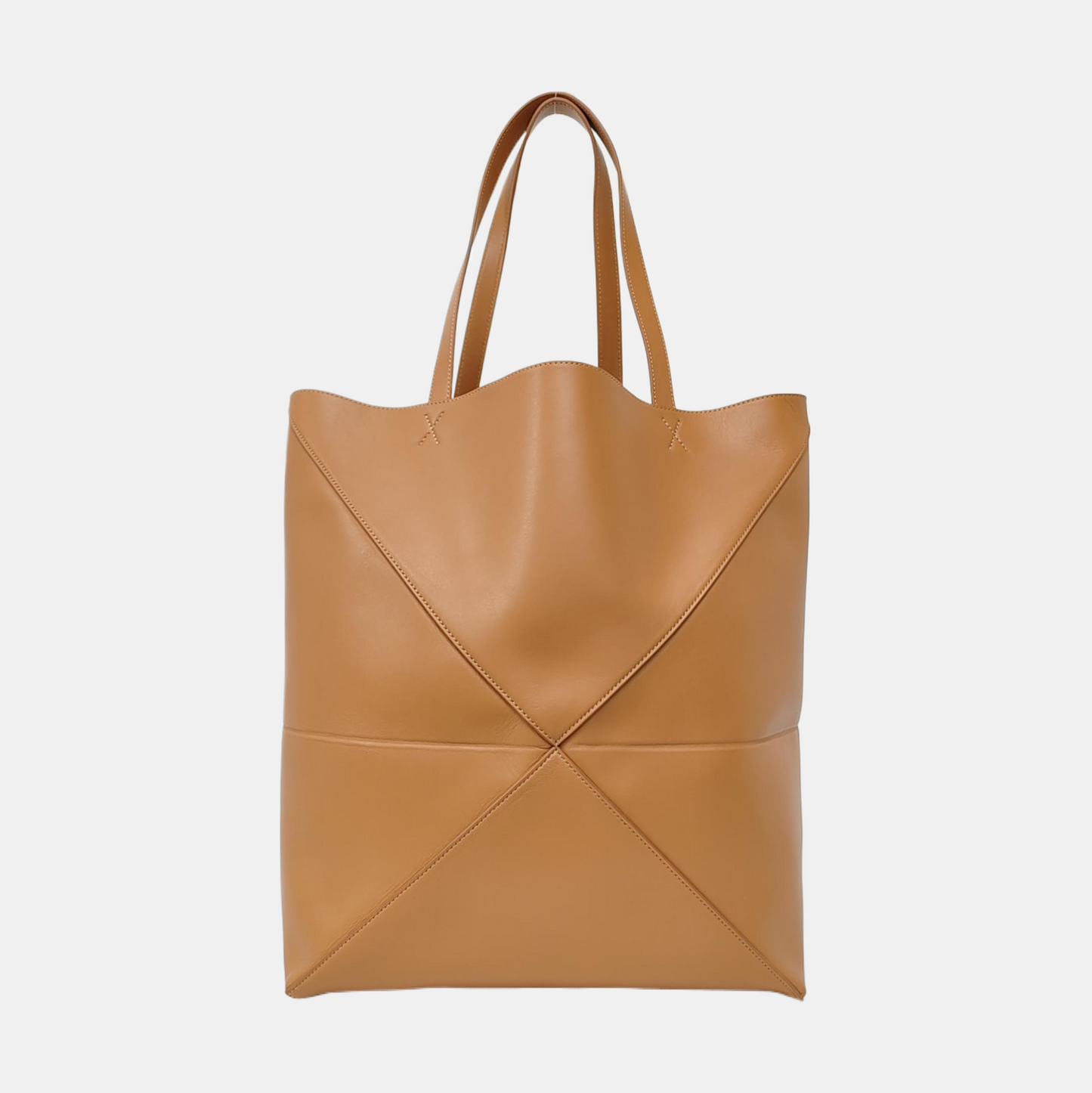 LOEWE Puzzle Fold Large Brown Leather Quilted Shoulder Bag and Tote-(SKU)-957928785