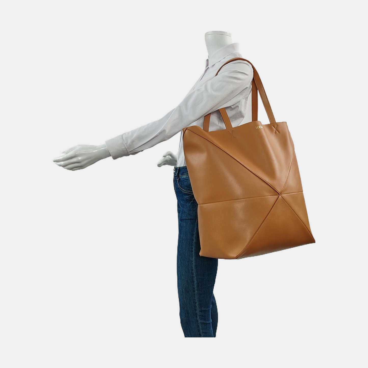 LOEWE Puzzle Fold Large Brown Leather Quilted Shoulder Bag and Tote-(SKU)-957928785