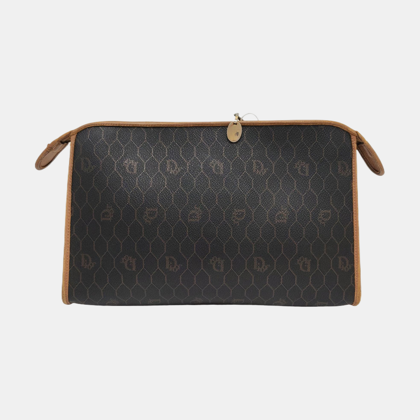 DIOR Black Coated Canvas Printed Handbag Golden hardware-(SKU)-957963351