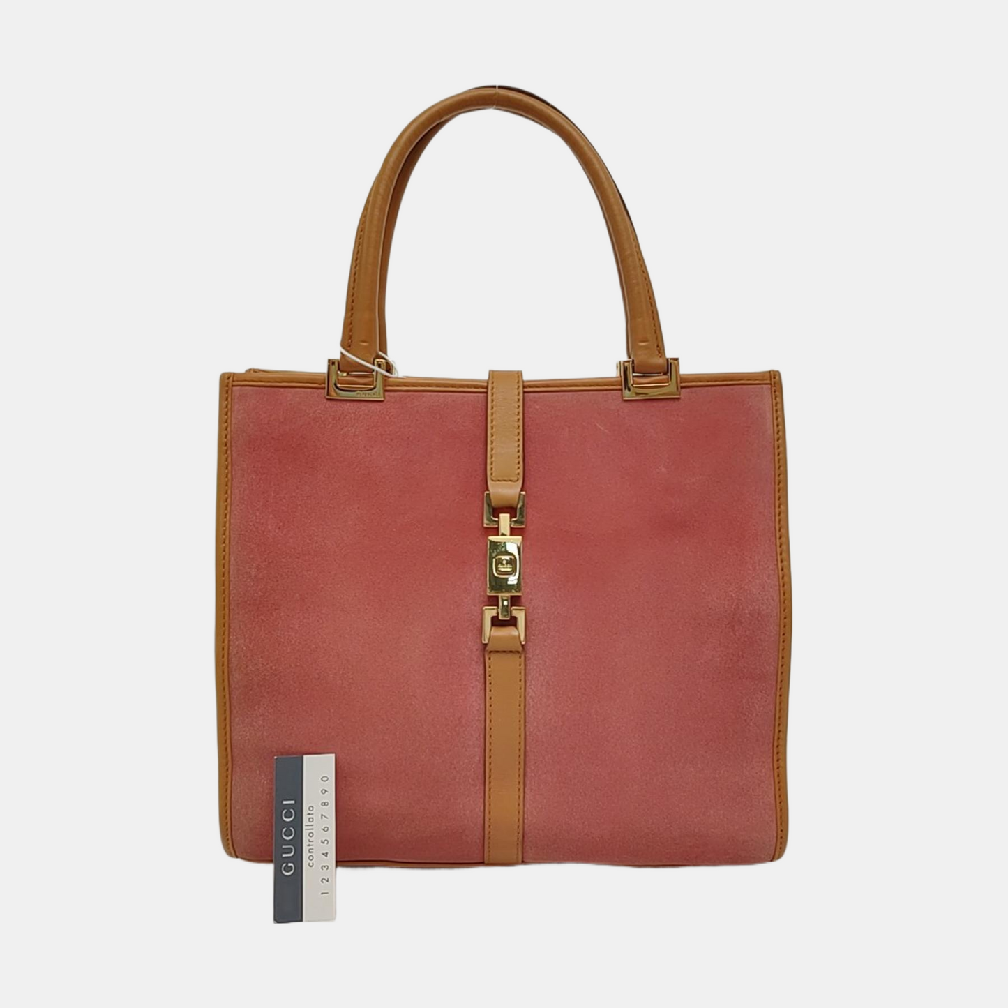 GUCCI Jackie 1961 Nude Pink Suede Buckle Handbag Single Shoulder Bag Golden hardware-(SKU)-958003258