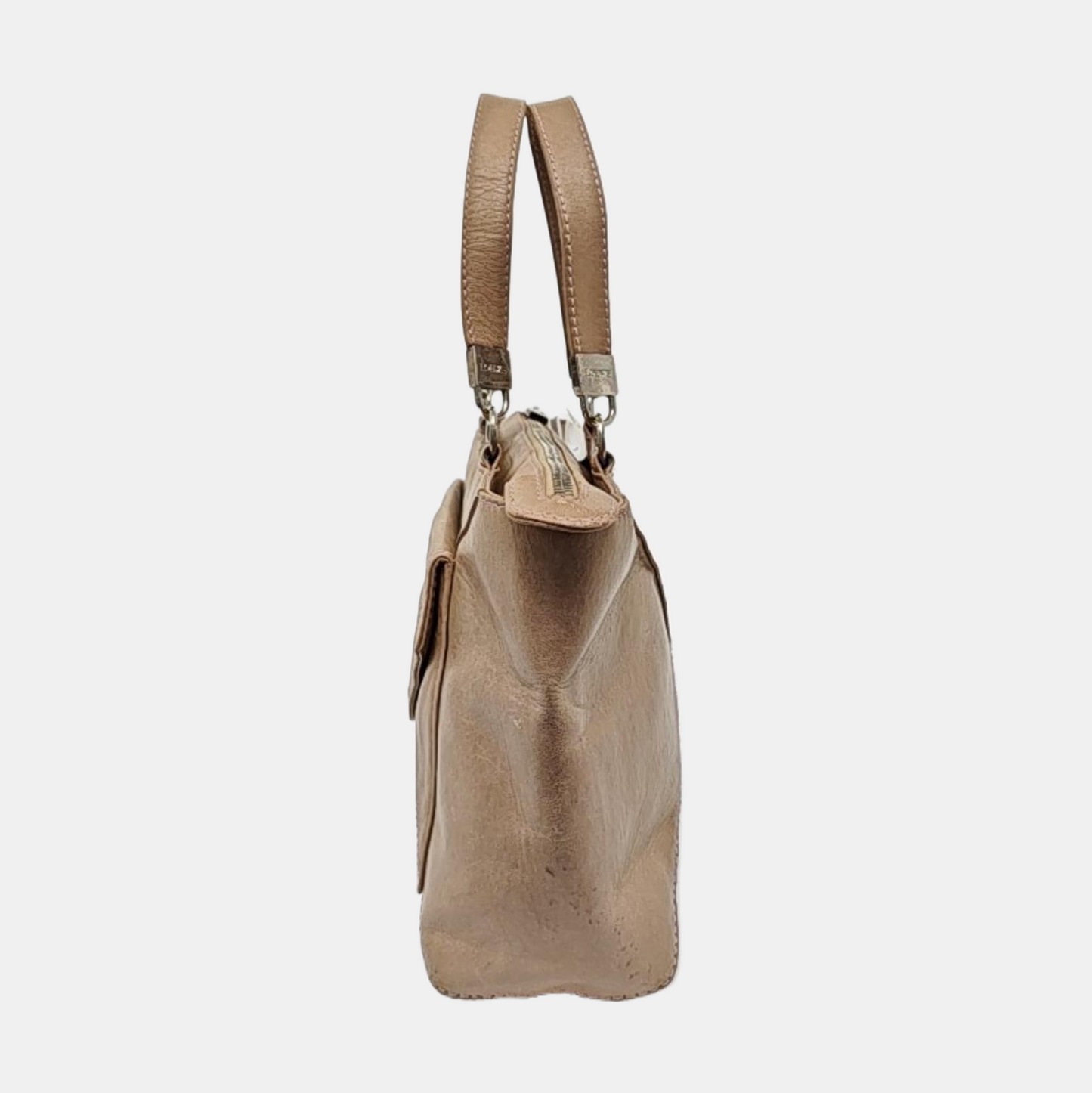 LOEWE Khaki Lambkin Embossed Handbag Silver Hardware-(SKU)-958006542