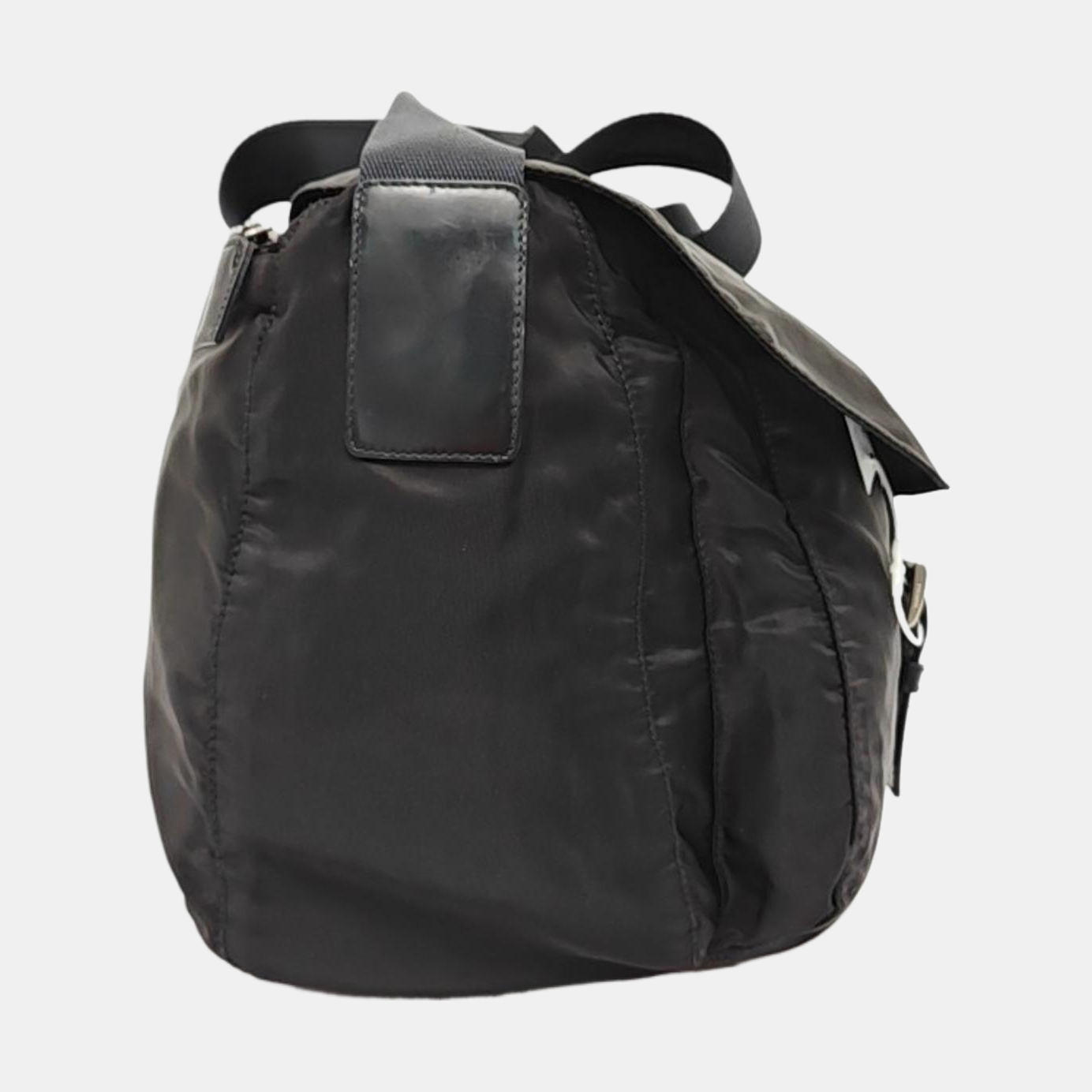 PRADA Vela Messenger Bag Black nylon logo crossbody bag shoulder bag Silver Hardware-(SKU)-957820896