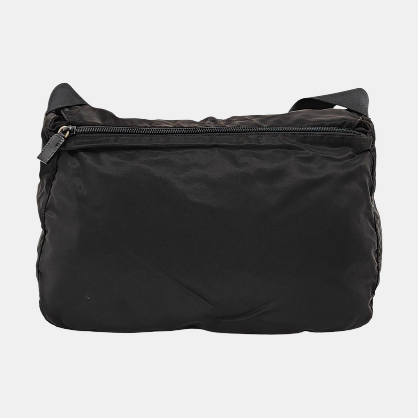 PRADA Vela Messenger Bag Black nylon logo crossbody bag shoulder bag Silver Hardware-(SKU)-957820896