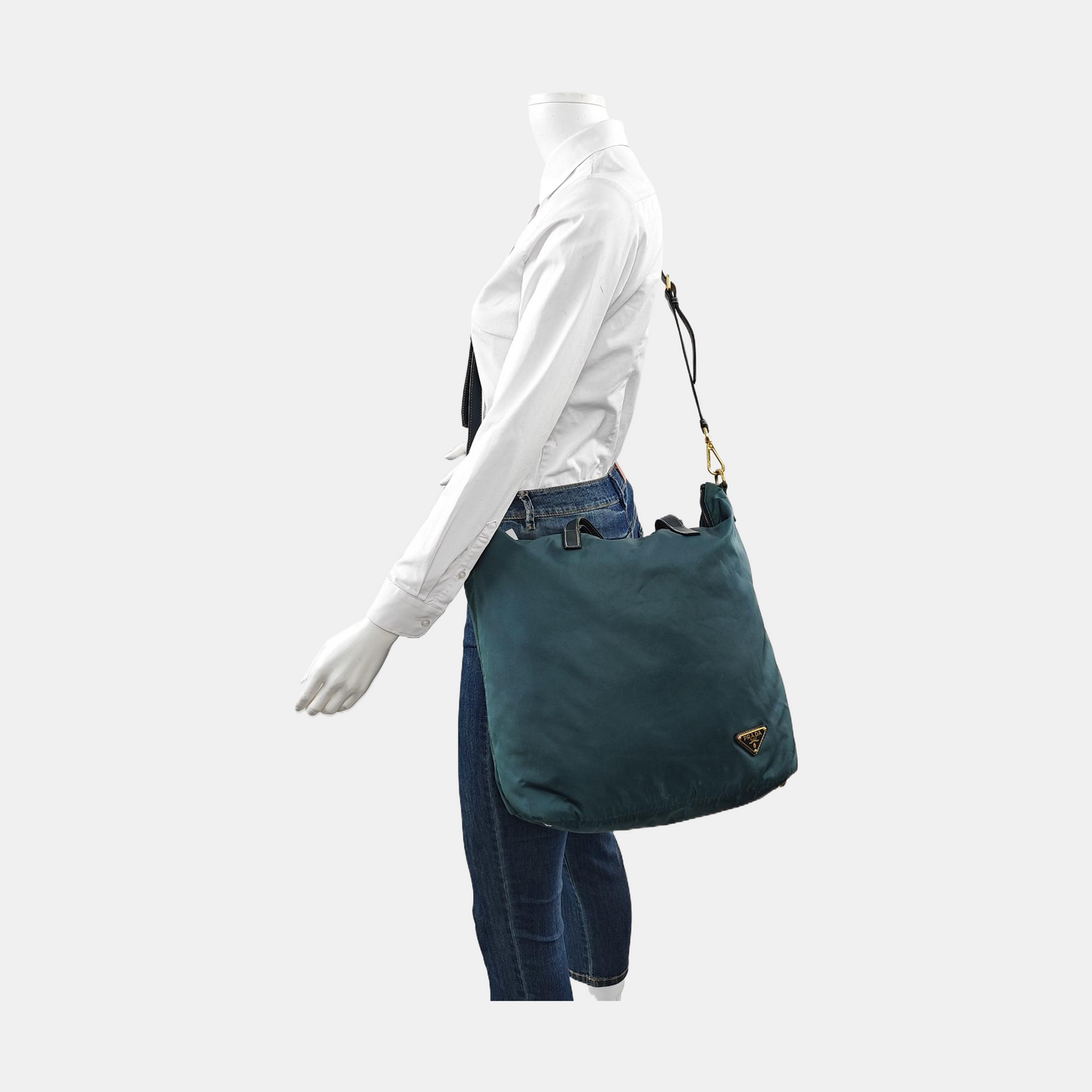 PRADA Tote bag Blue Nylon Logo Single Shoulder Bag Crossbody Tote Bag Golden hardware Removable shoulder strap-(SKU)-958133297