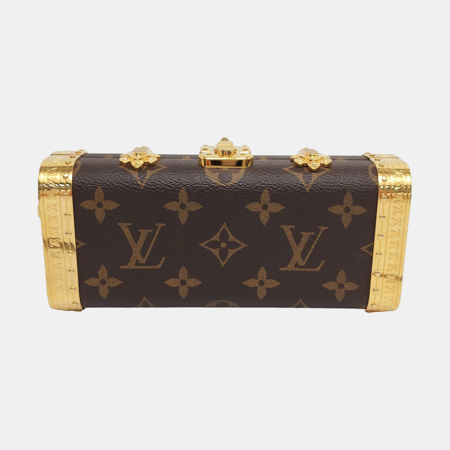 LOUIS VUITTON VANITY CASE Brown Coated Canvas Monogram Crossbody Shoulder Bag Tote Bag Gold Hardware 2 Removable Shoulder Straps-(SKU)-957302844