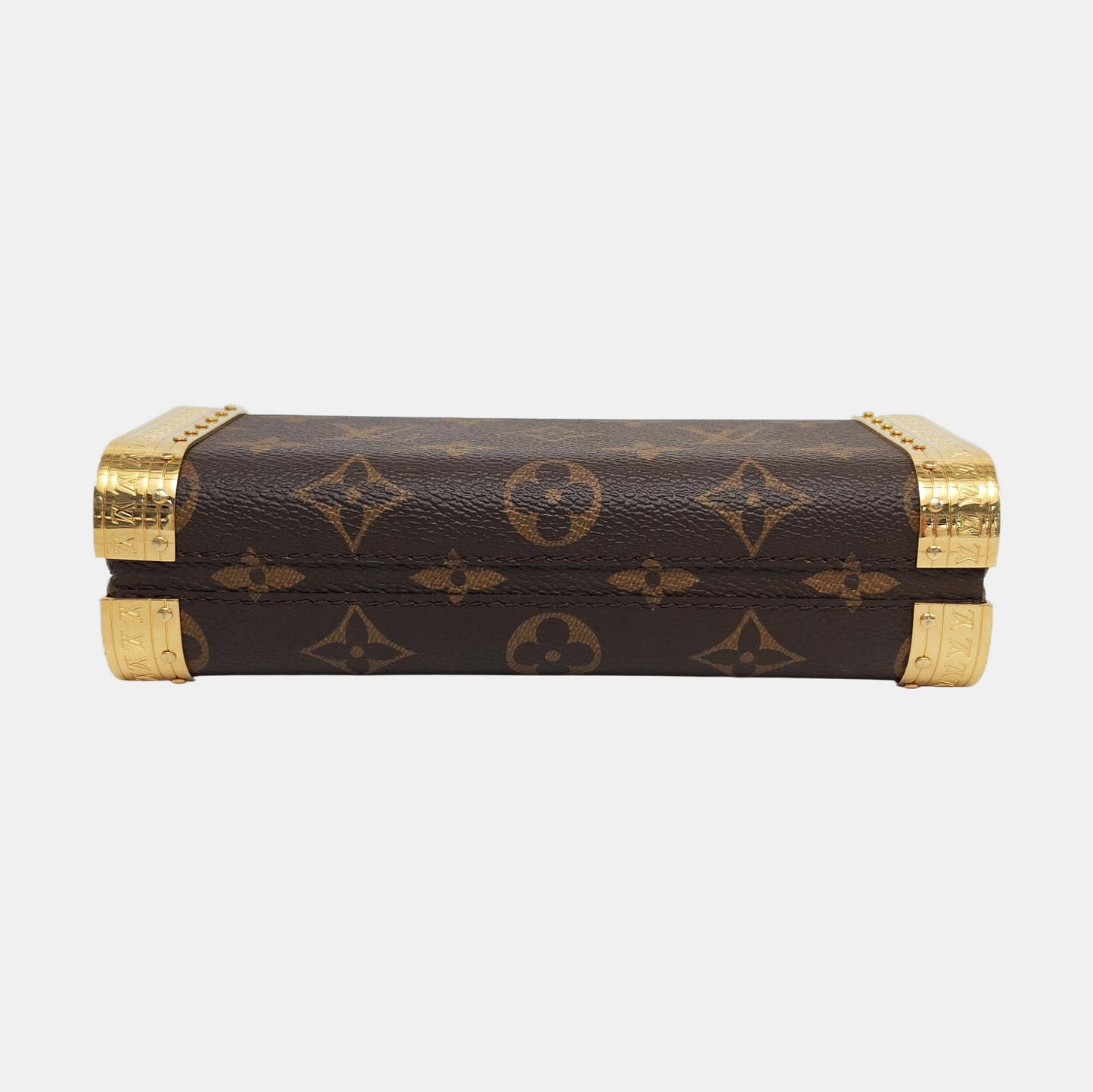 LOUIS VUITTON VANITY CASE Brown Coated Canvas Monogram Crossbody Shoulder Bag Tote Bag Gold Hardware 2 Removable Shoulder Straps-(SKU)-957302844