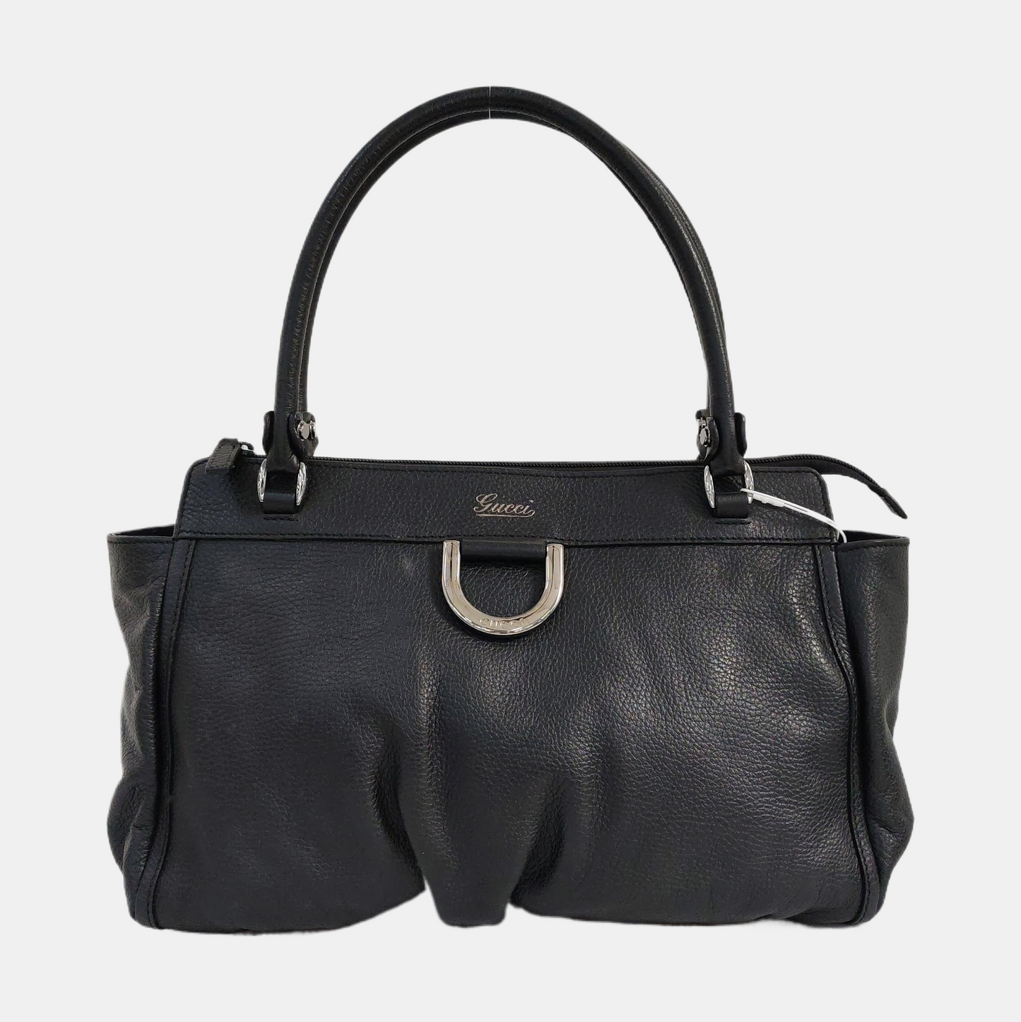 GUCCI D Gold Black Leather Single Shoulder Bag Silver Hardware-(SKU)-957921369