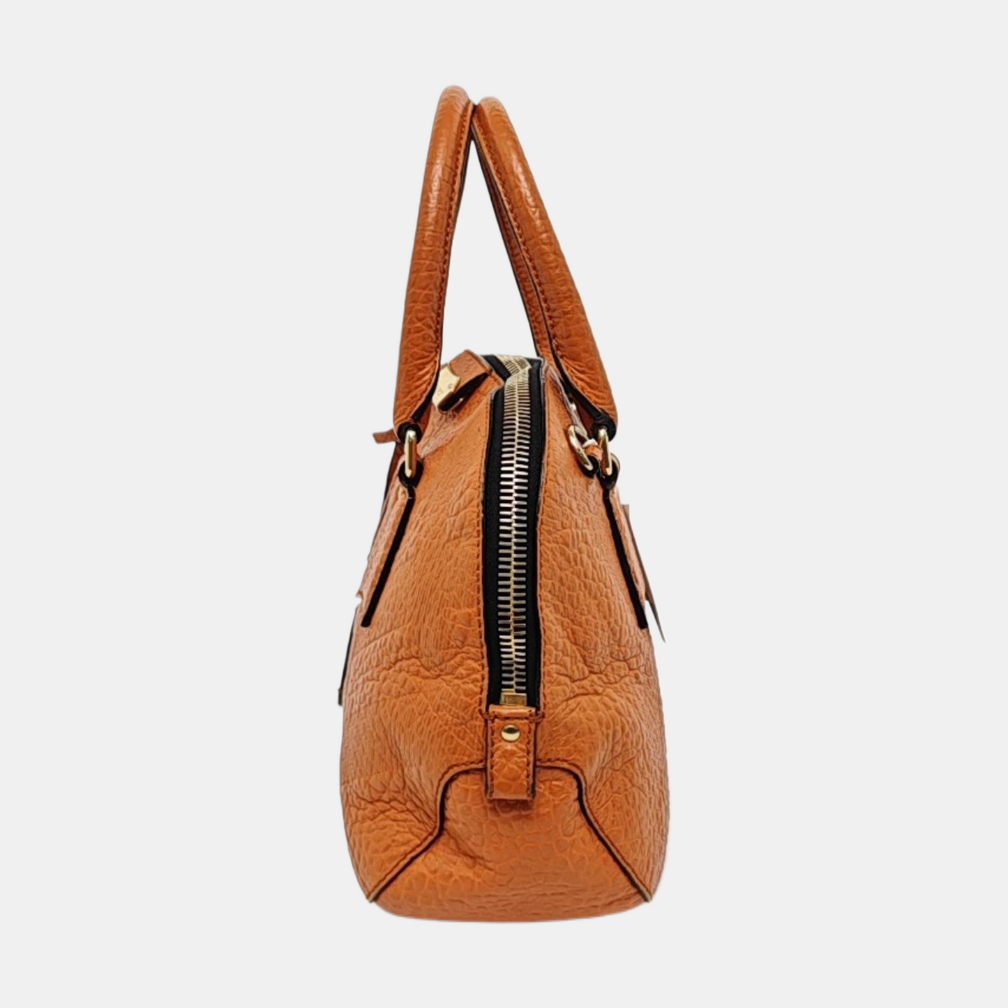 BURBERRY Clifton Brown Cowhide Embossed Single Shoulder Bag Tote Bag Crossbody Bag Golden hardware Removable shoulder strap-(SKU)-957717847