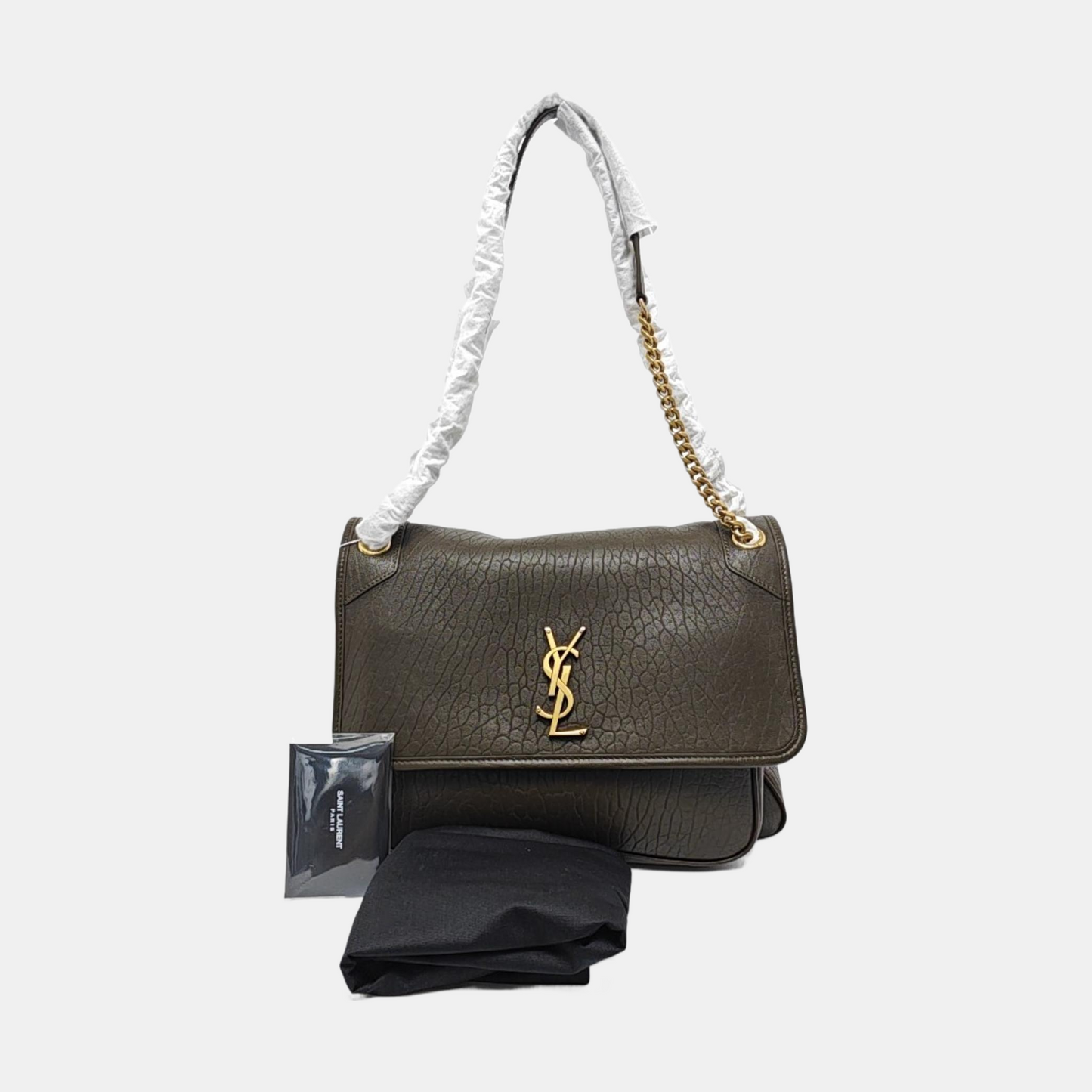 YSL NIKI Large Dark Green Lamb LeatherSingle-Shoulder Bag with Gold Hardware-(SKU)-958019747