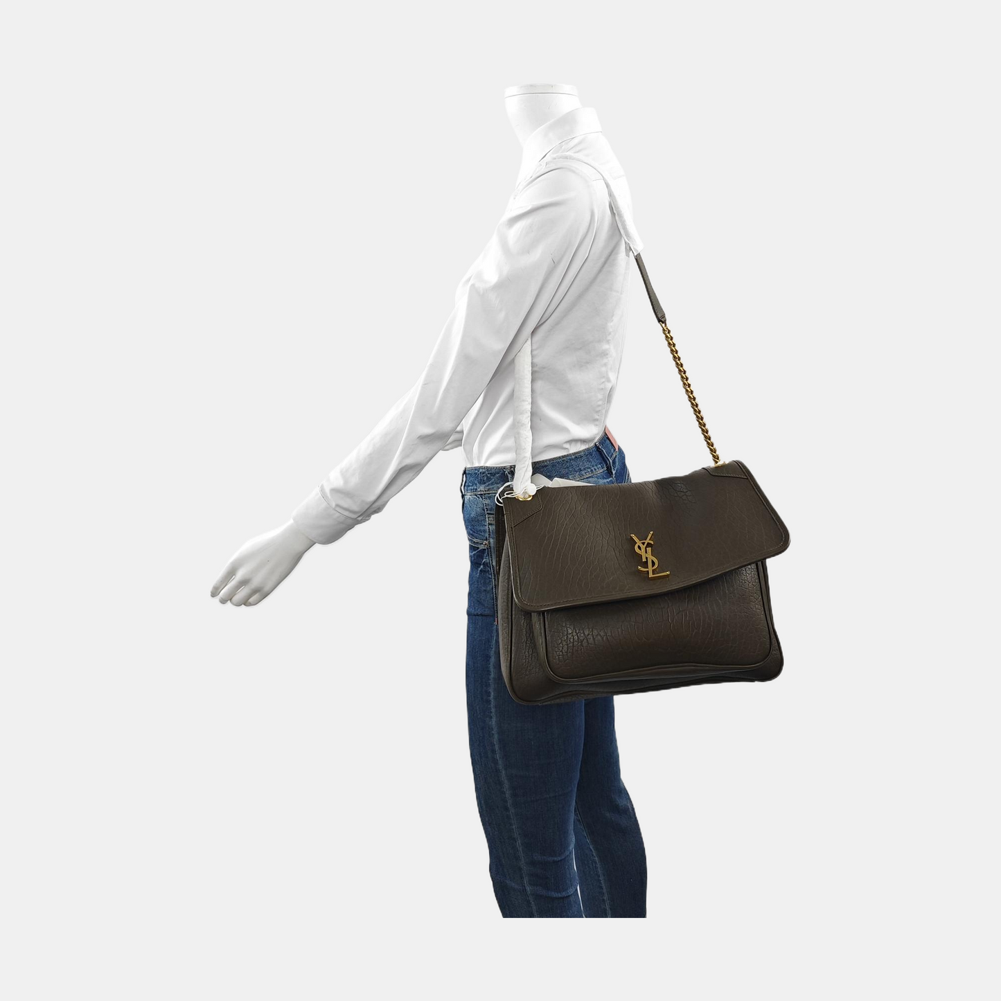 YSL NIKI Large Dark Green Lamb LeatherSingle-Shoulder Bag with Gold Hardware-(SKU)-958019747
