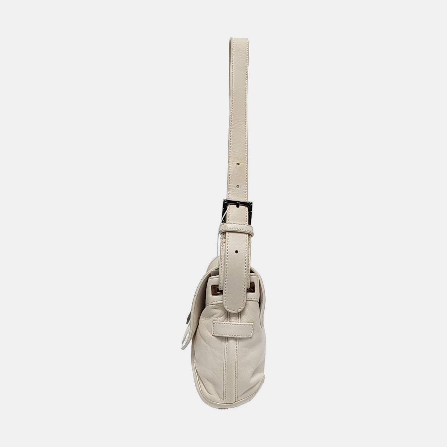 LOEWE White Leather Single Shoulder Bag Handbag Silver Hardware Removable shoulder strap-(SKU)-957821052