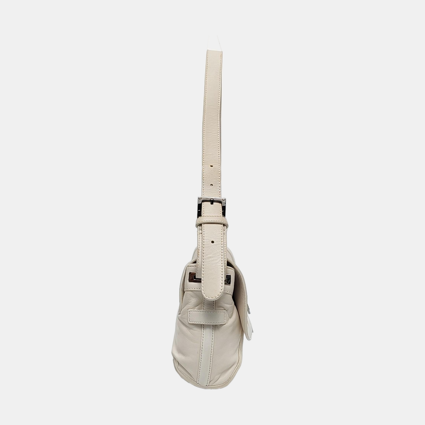 LOEWE White Leather Single Shoulder Bag Handbag Silver Hardware Removable shoulder strap-(SKU)-957821052