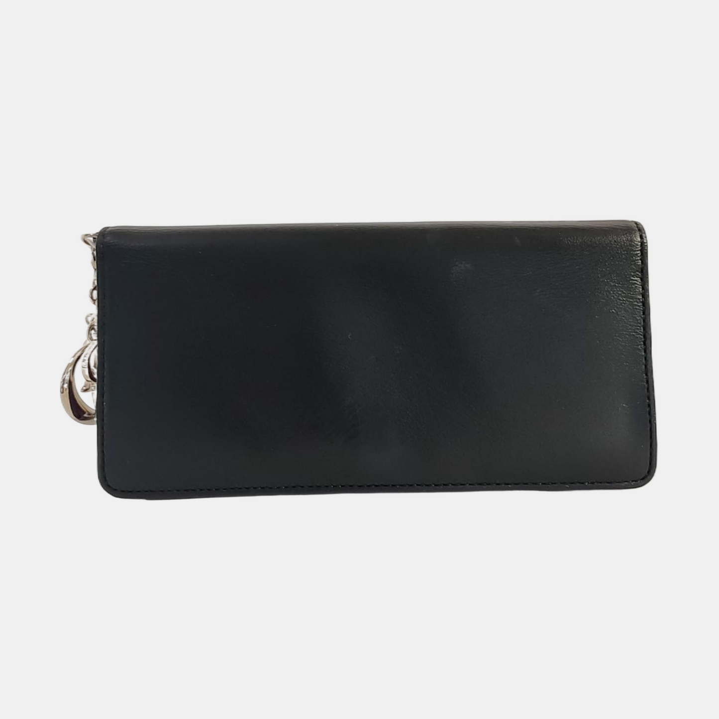 DIOR Black Cowhide Wallet Silver Hardware-(SKU)-958152388