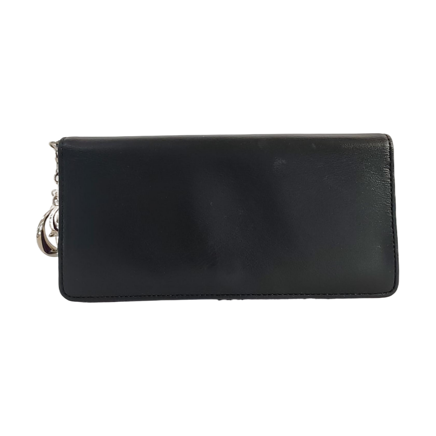 DIOR Black Cowhide Wallet Silver Hardware-(SKU)-958152388