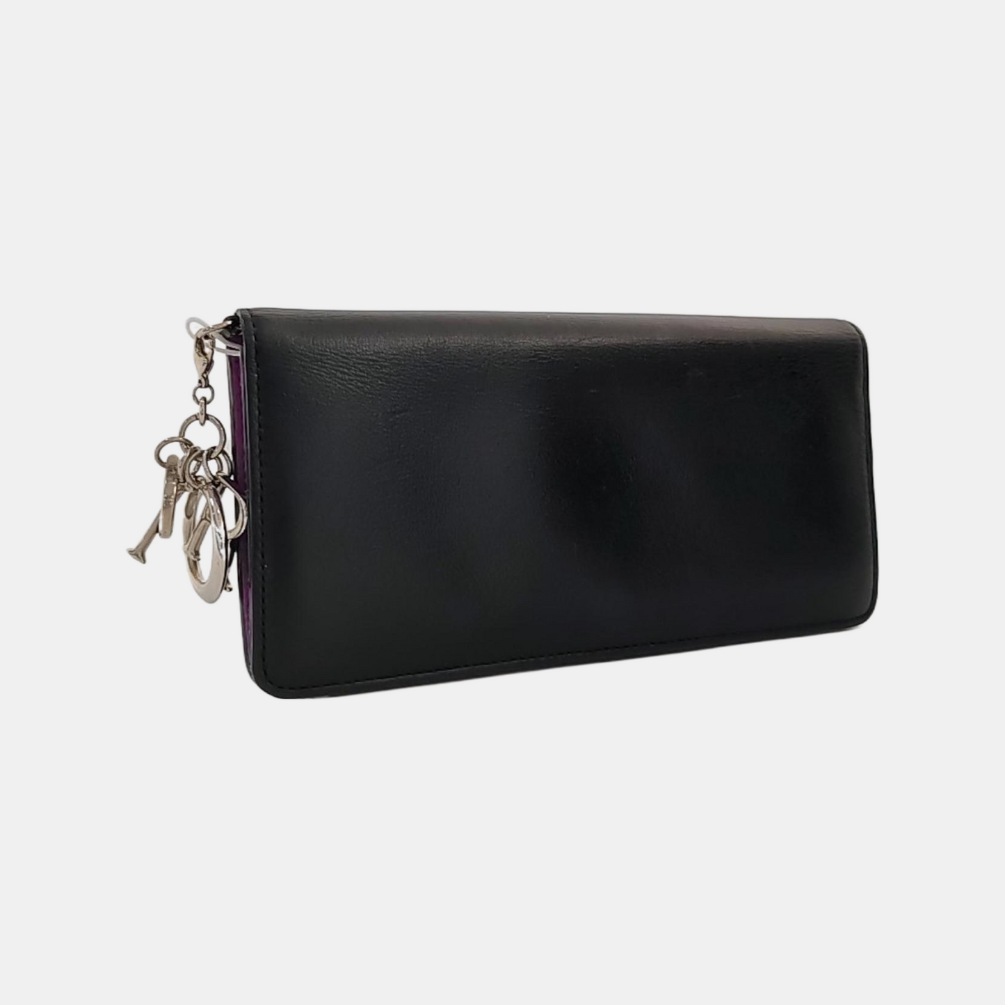 DIOR Black Cowhide Wallet Silver Hardware-(SKU)-958152388