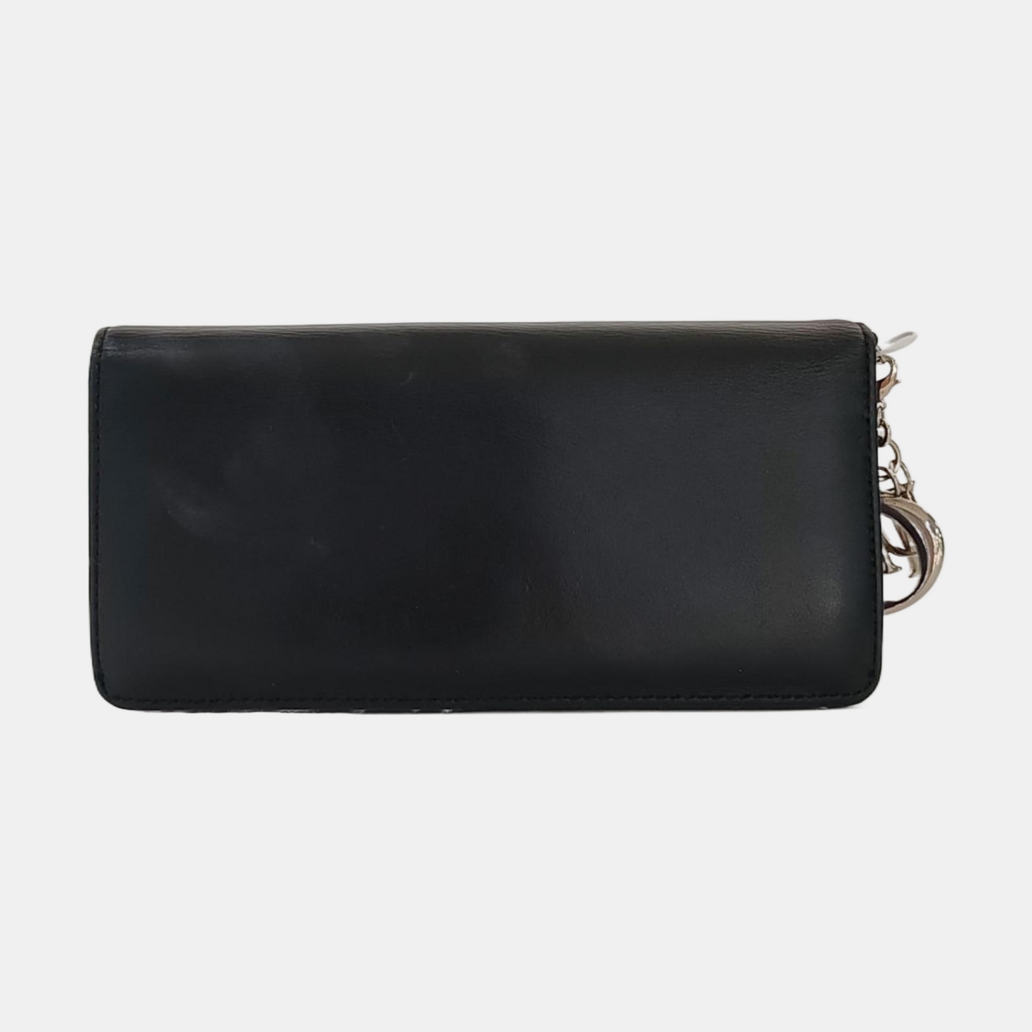 DIOR Black Cowhide Wallet Silver Hardware-(SKU)-958152388