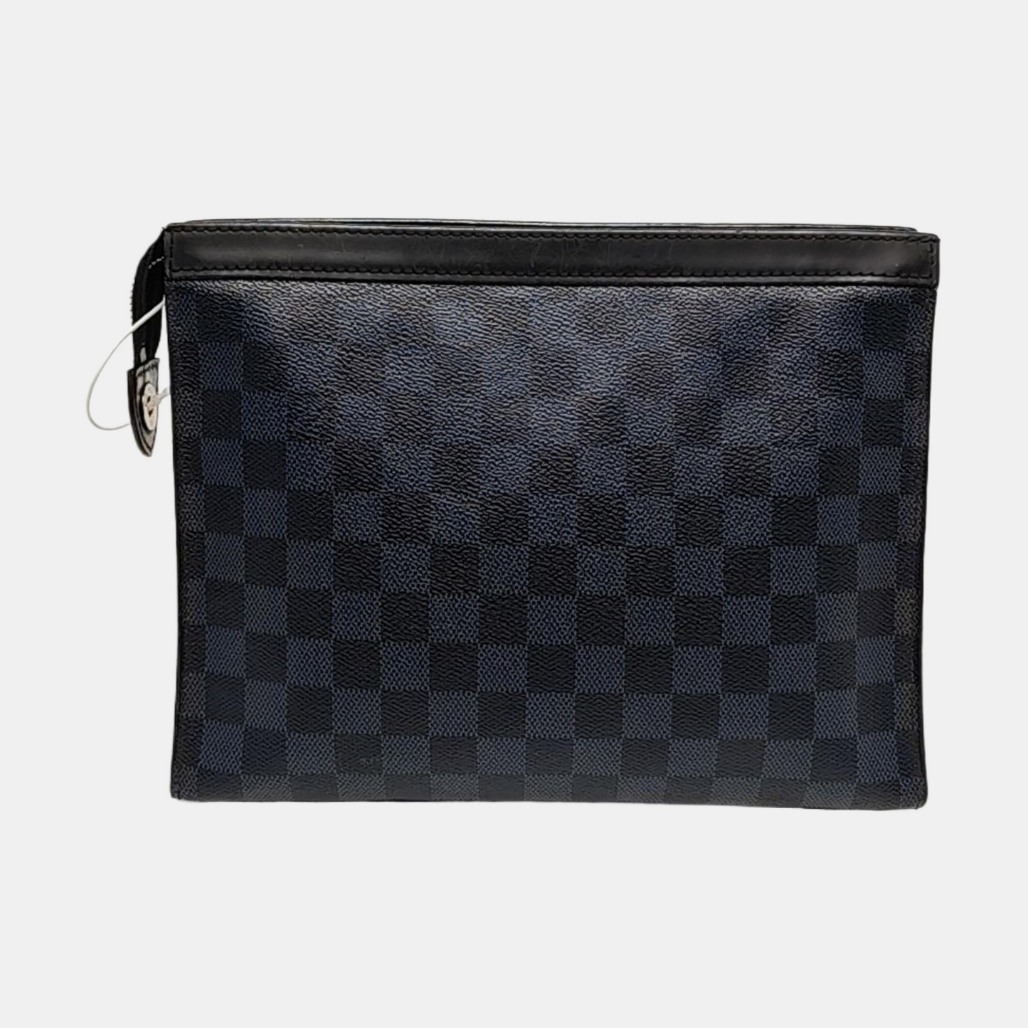 LOUIS VUITTON VOYAGE Medium size Blue Coated Canvas Checkerboard Travel Bag Handbag Silver Hardware-(SKU)-958077011