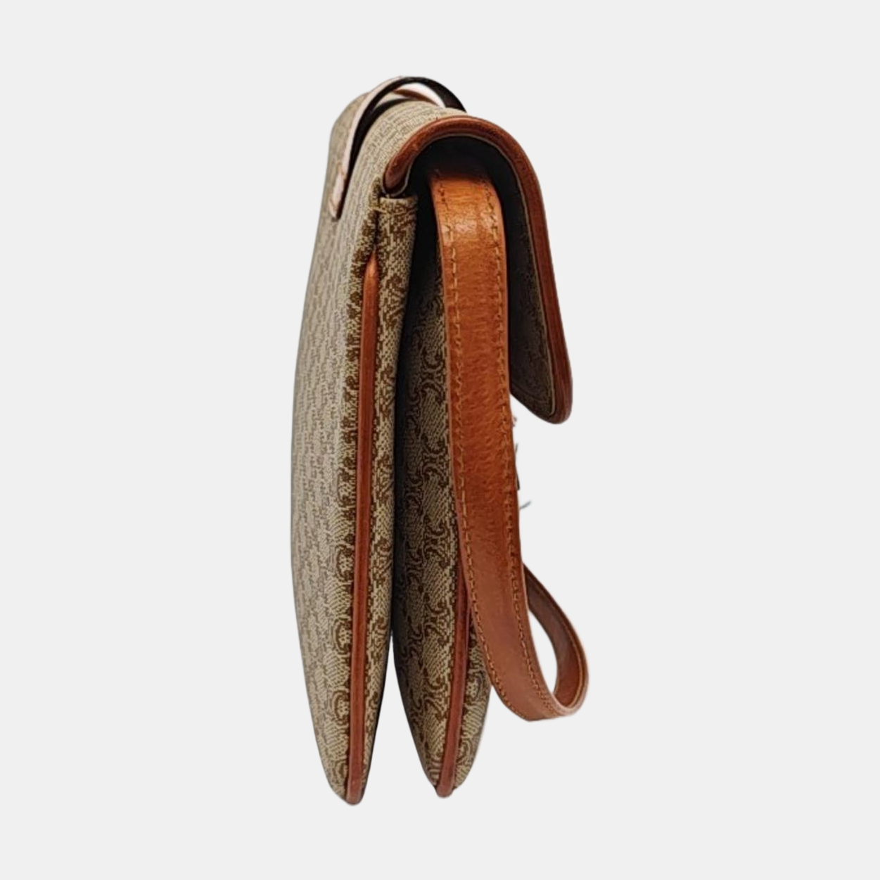 CELINE Brown Coated Canvas Single Shoulder Bag Crossbody Bag Golden hardware Removable shoulder strap-(SKU)-957821065
