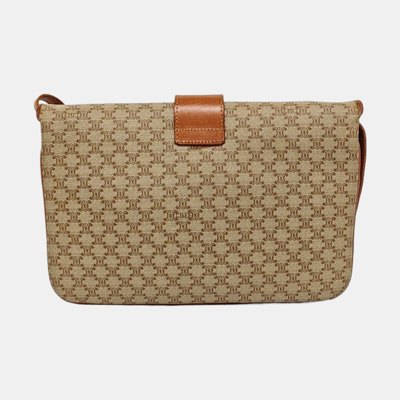 CELINE Brown Coated Canvas Single Shoulder Bag Crossbody Bag Golden hardware Removable shoulder strap-(SKU)-957821065
